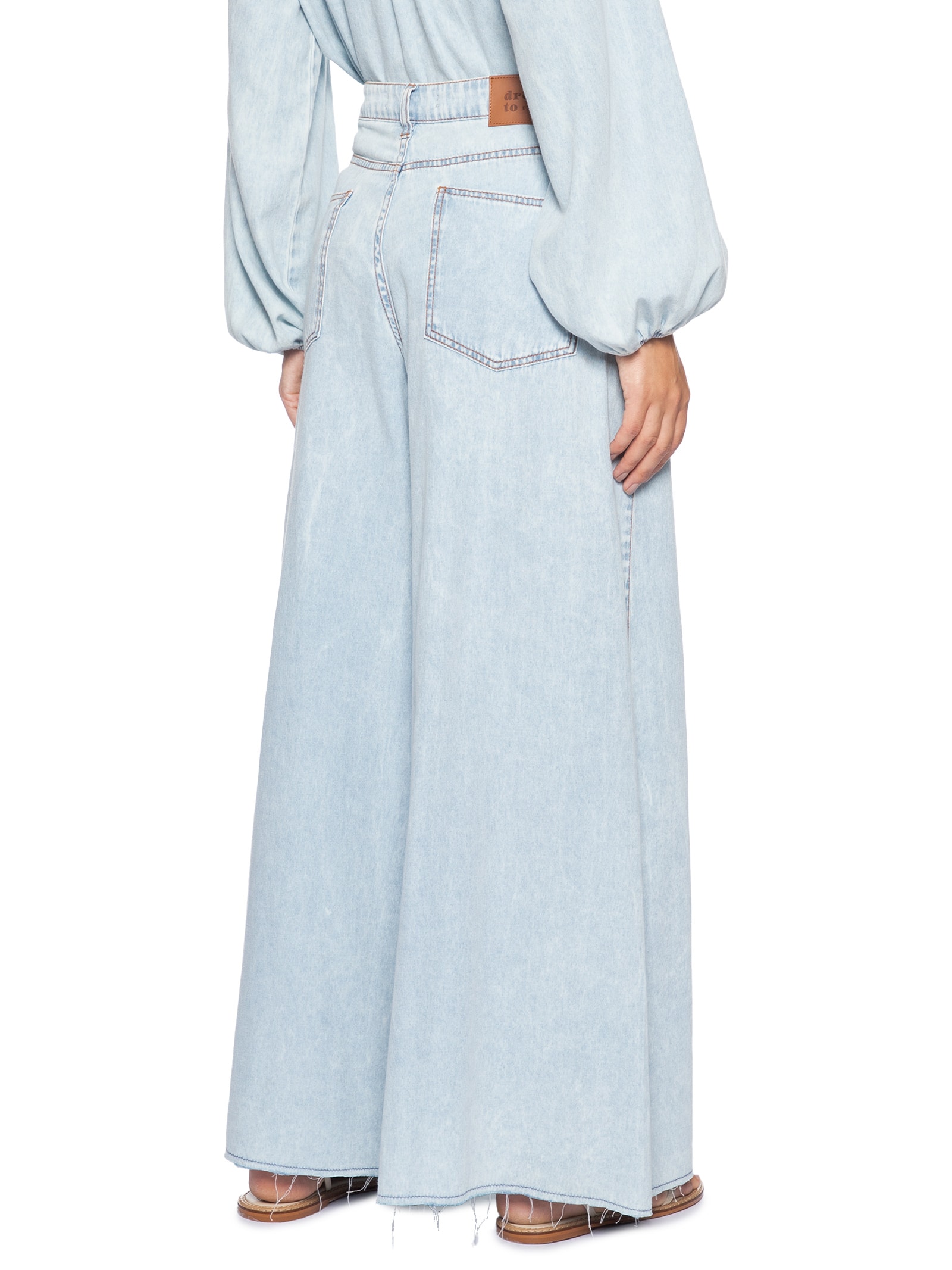 Calça Feminina Jeans Pantalona Baby Blue Azul Dress To