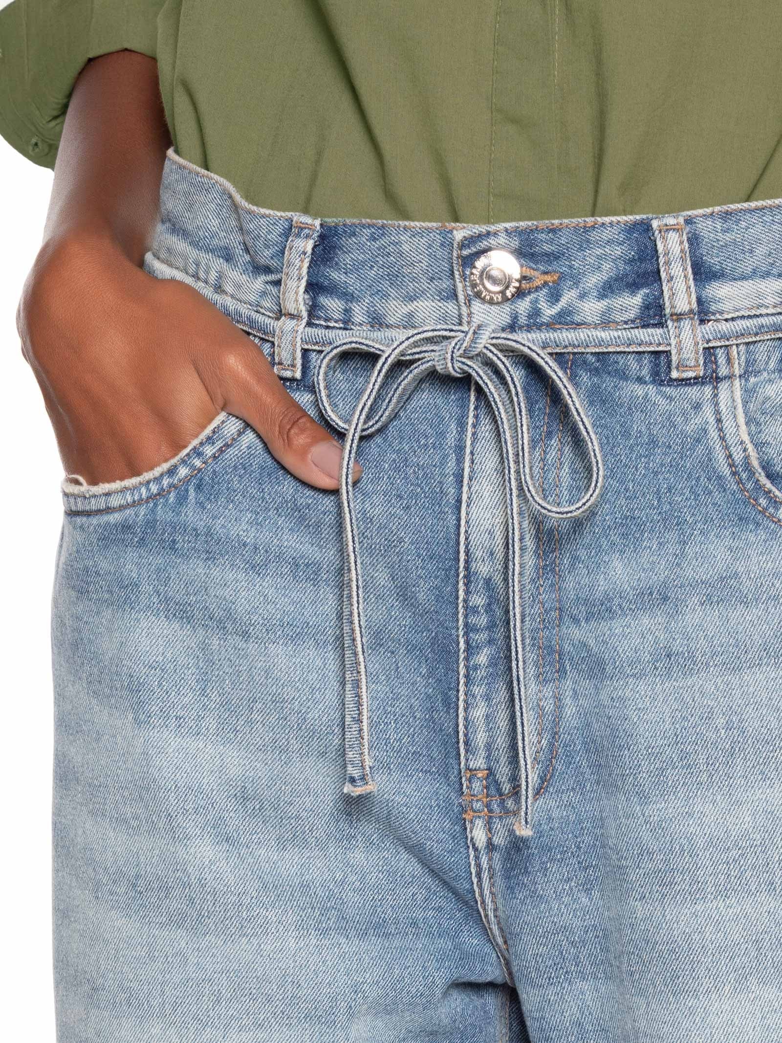 Calça Feminina Jeans Pantalona Com Elástido Azul Animale Jeans