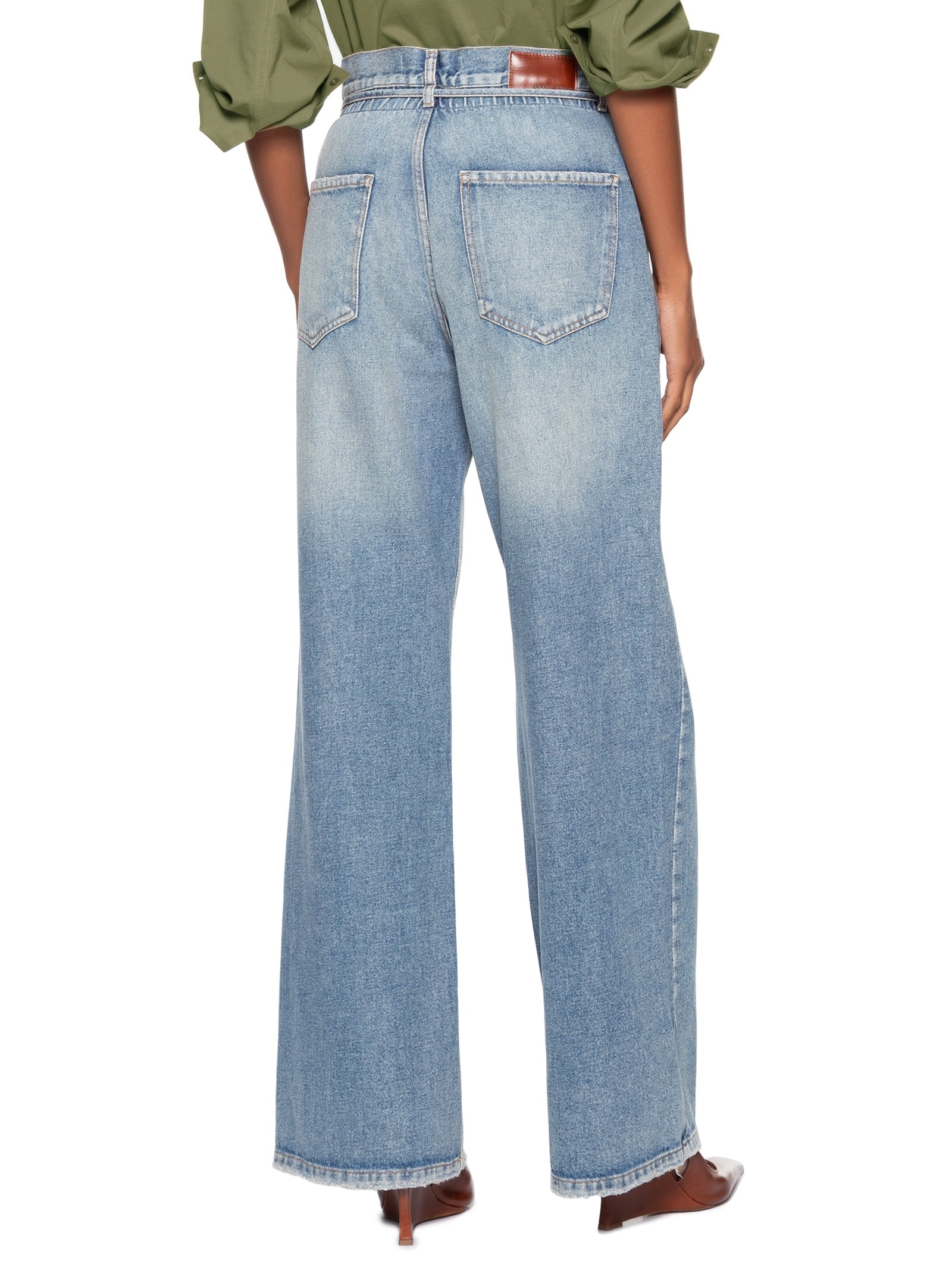 Calça Feminina Jeans Pantalona Com Elástido Azul Animale Jeans