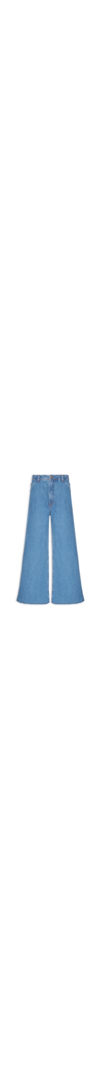 Calça Feminina Jeans Pantalona Detalhe Zig Zag - Azul
