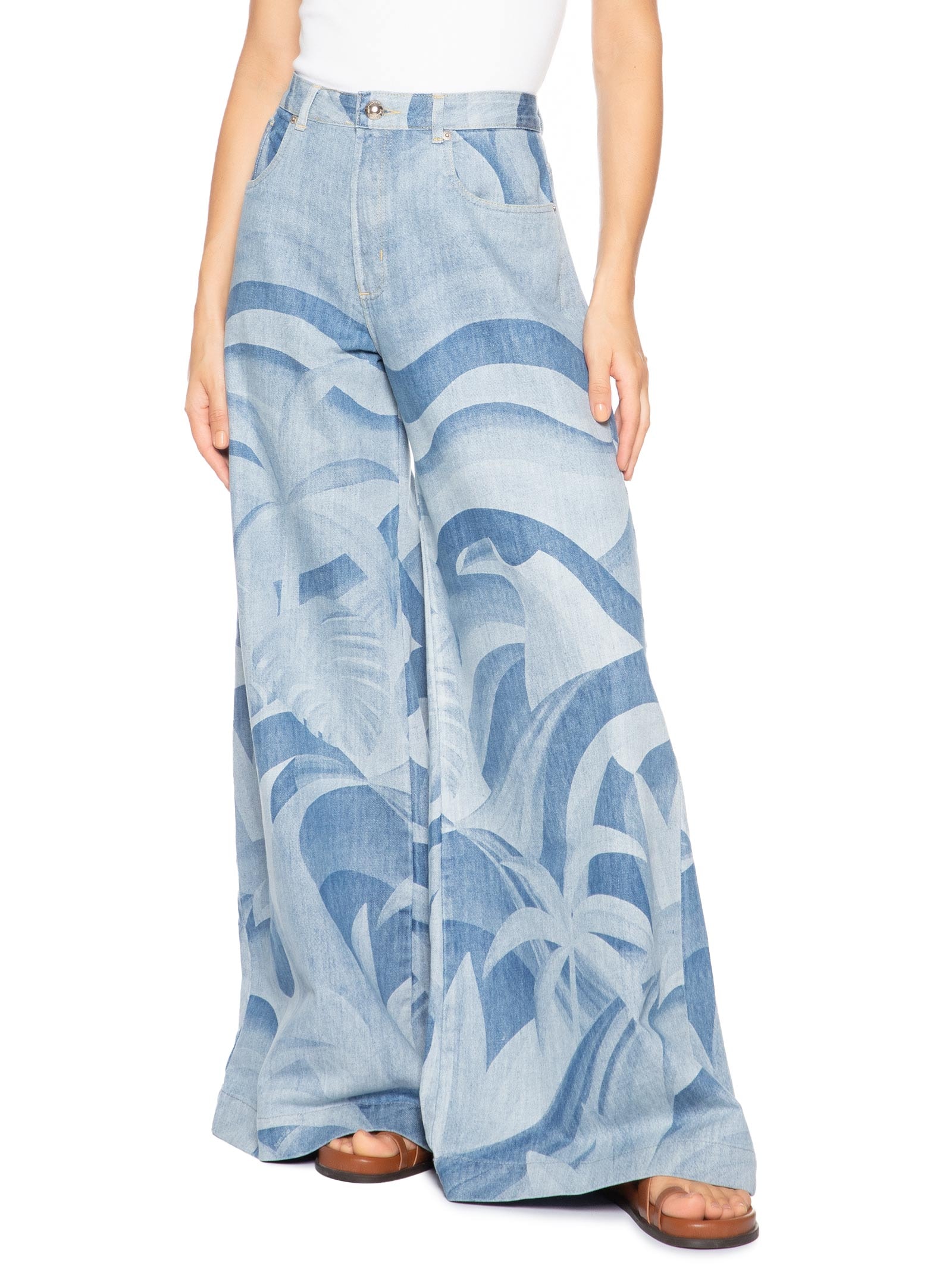 Calça Feminina Jeans Pantalona Laser Montanha Azul Farm