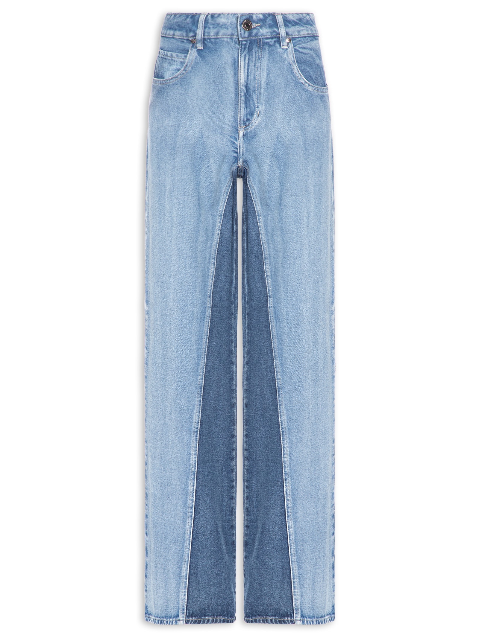 Calça Feminina Jeans Pantalona Nesga Interna Pact Azul Animale Jeans