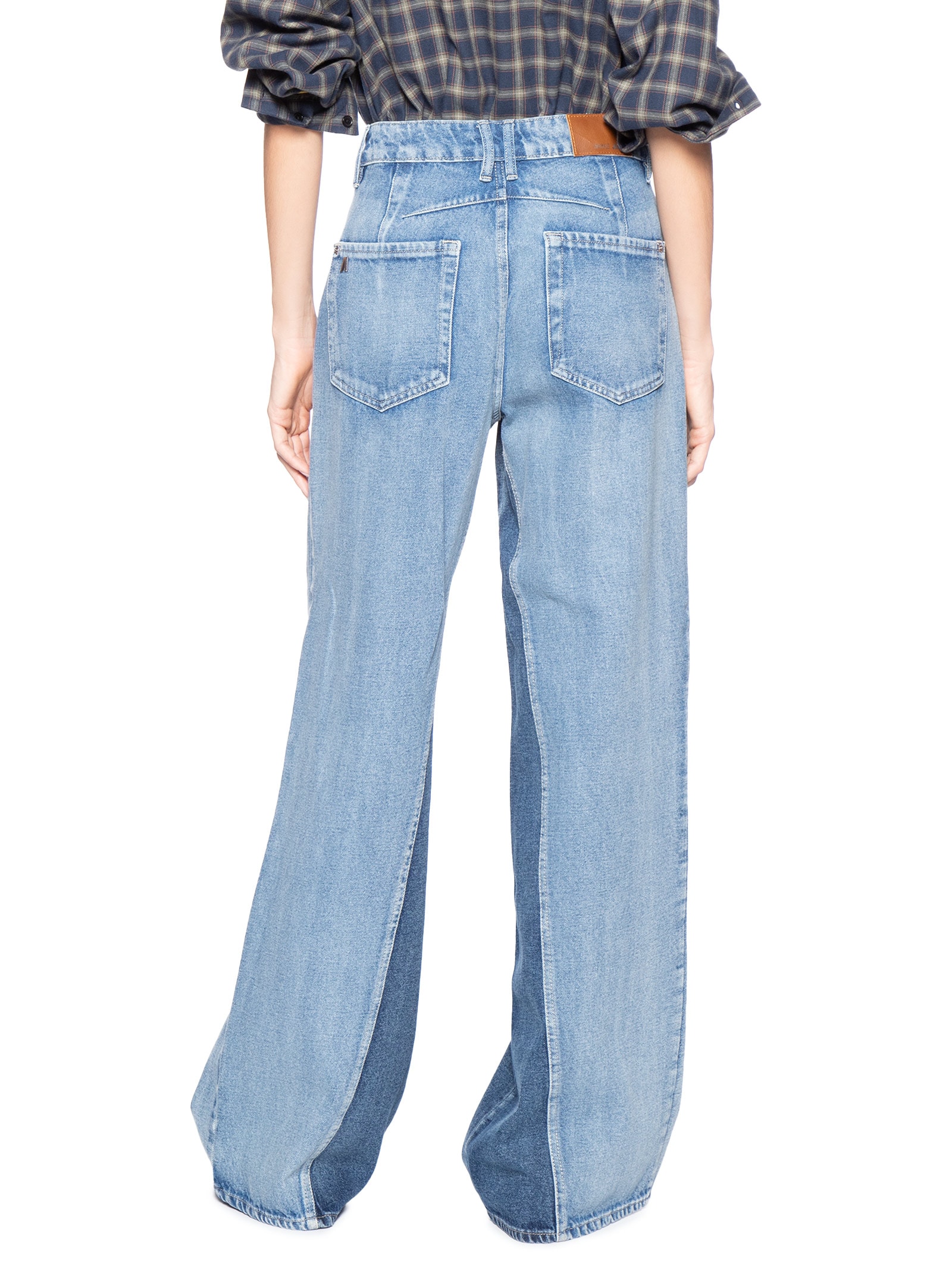 Calça Feminina Jeans Pantalona Nesga Interna Pact Azul Animale Jeans