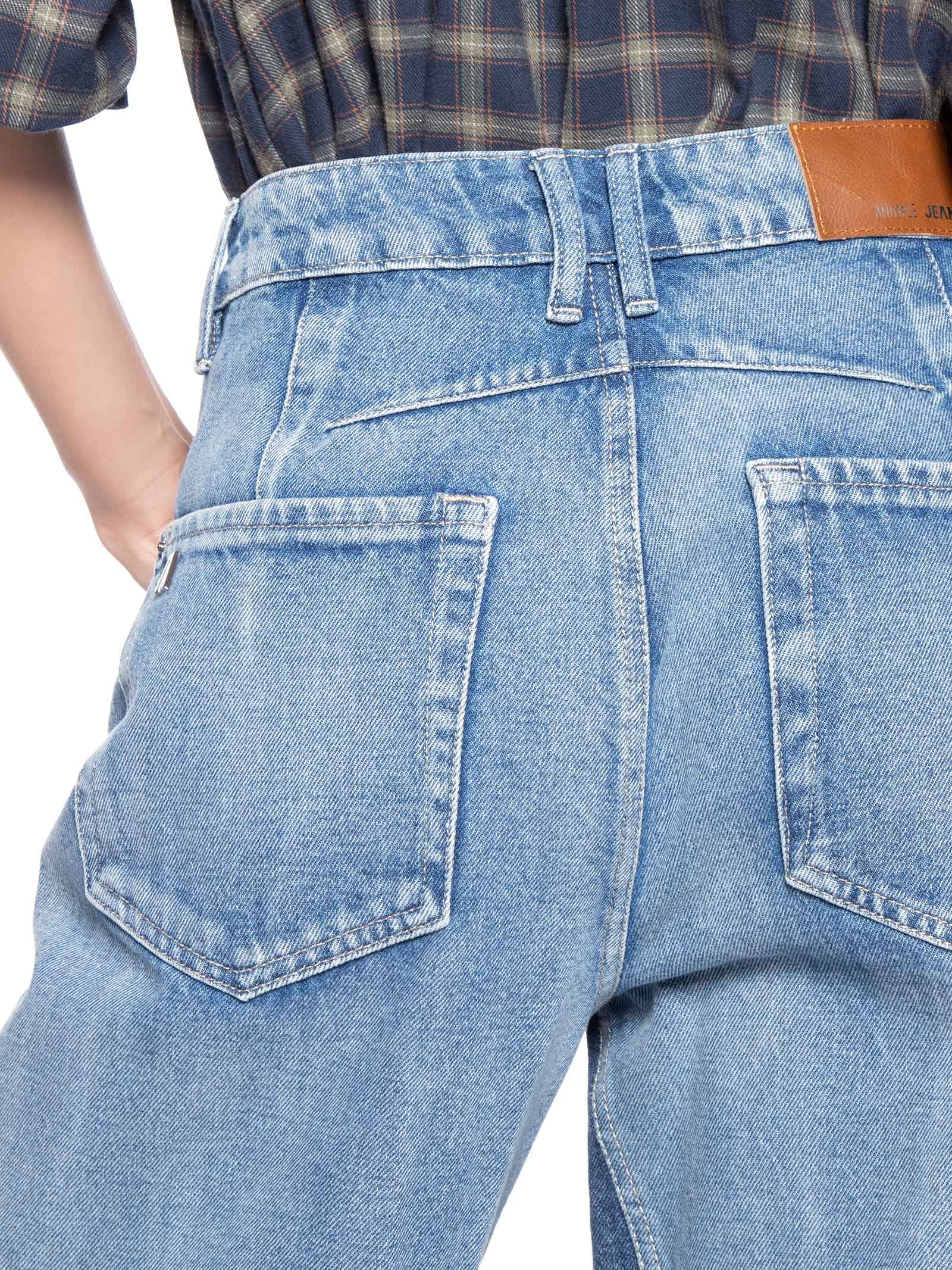 Calça Feminina Jeans Pantalona Nesga Interna Pact Azul Animale Jeans