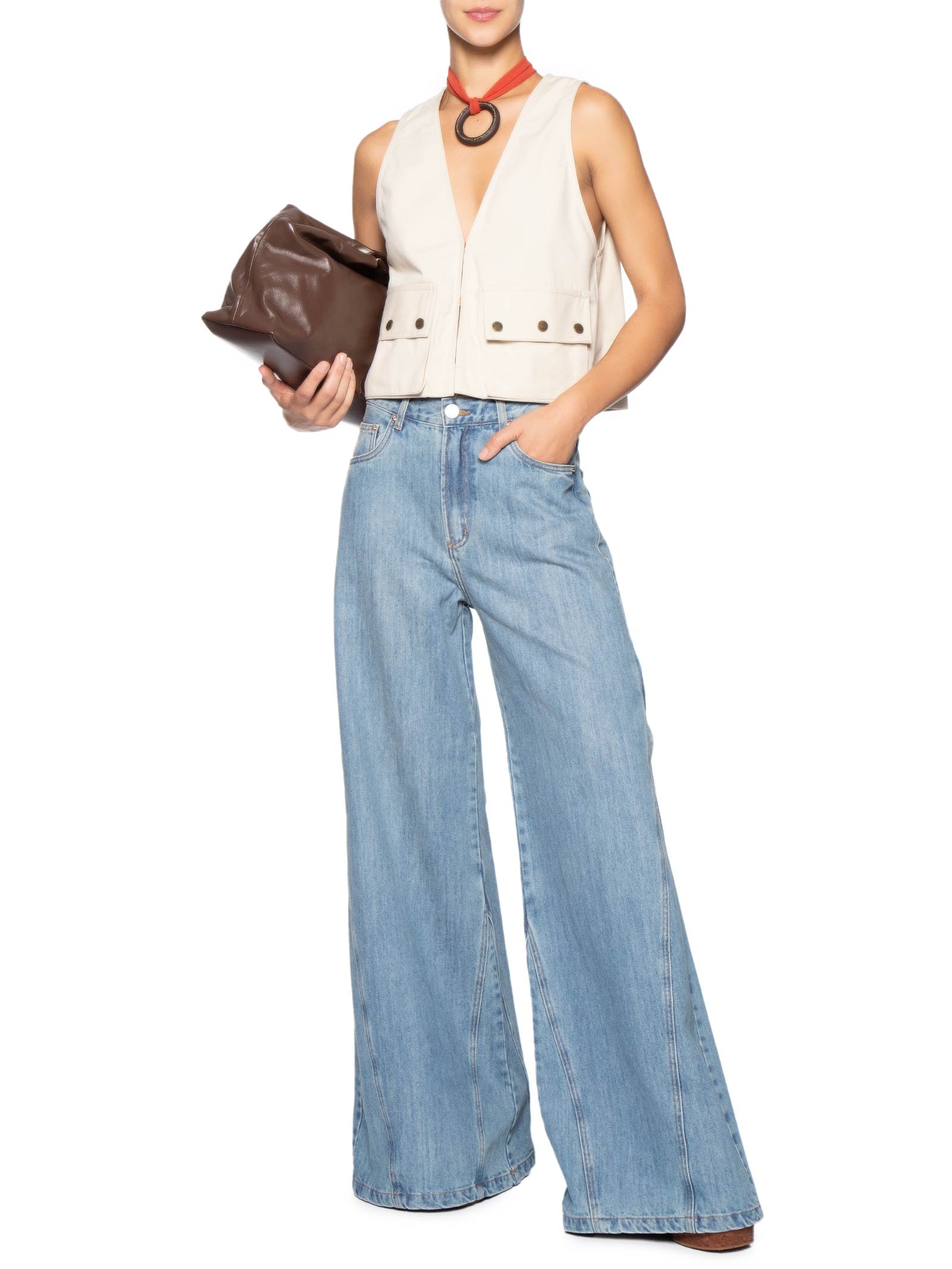 Calça Feminina Jeans Pantalona Pences – Azul Animale Jeans