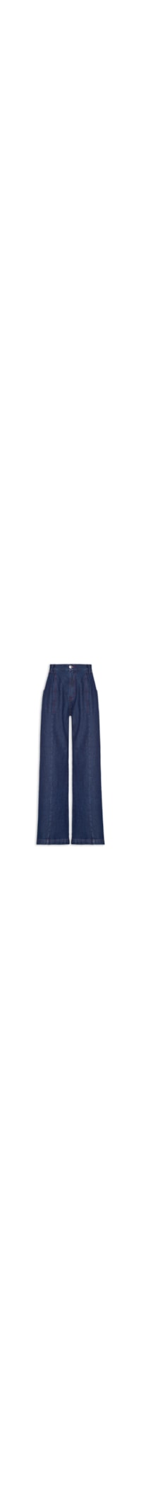 Calça Feminina Jeans Pantalona Pespontos Bordeaux - Azul