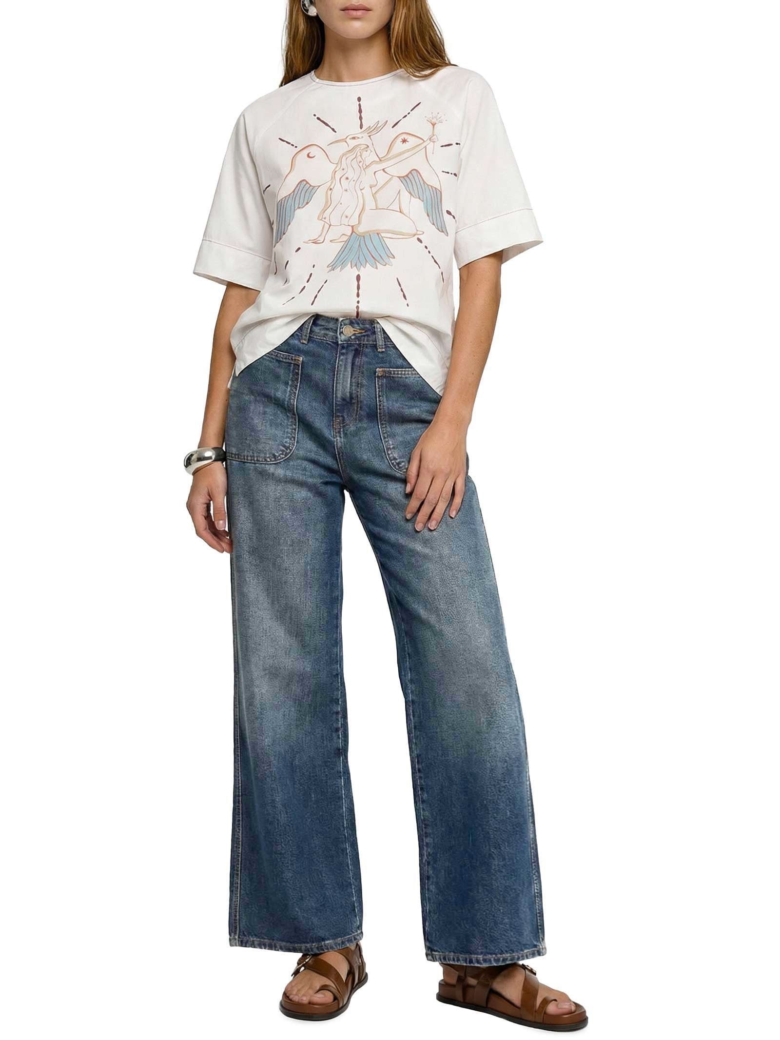 Calça Feminina Jeans Pantalona Premium Azul Cantão