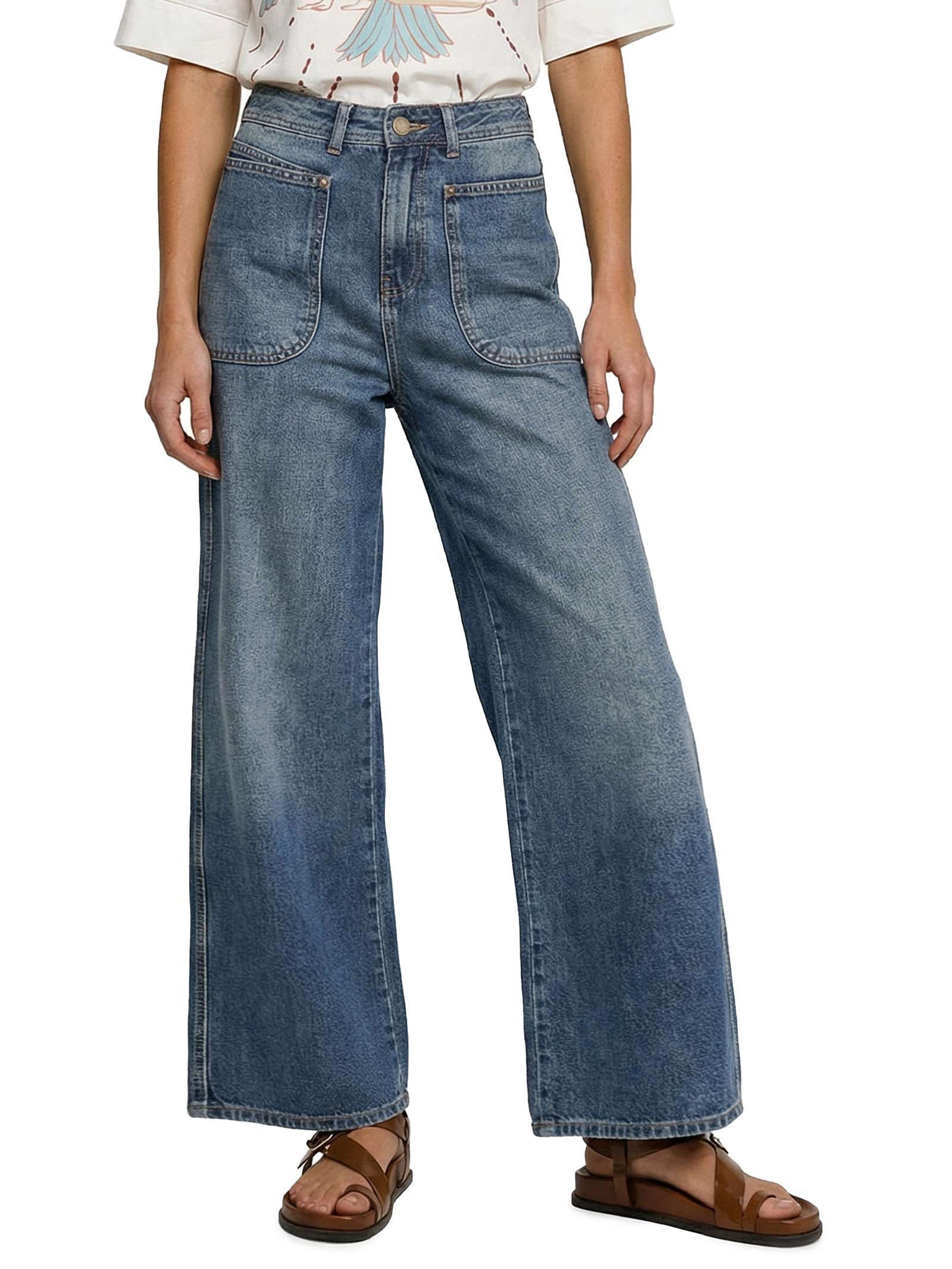 Calça Feminina Jeans Pantalona Premium Azul Cantão