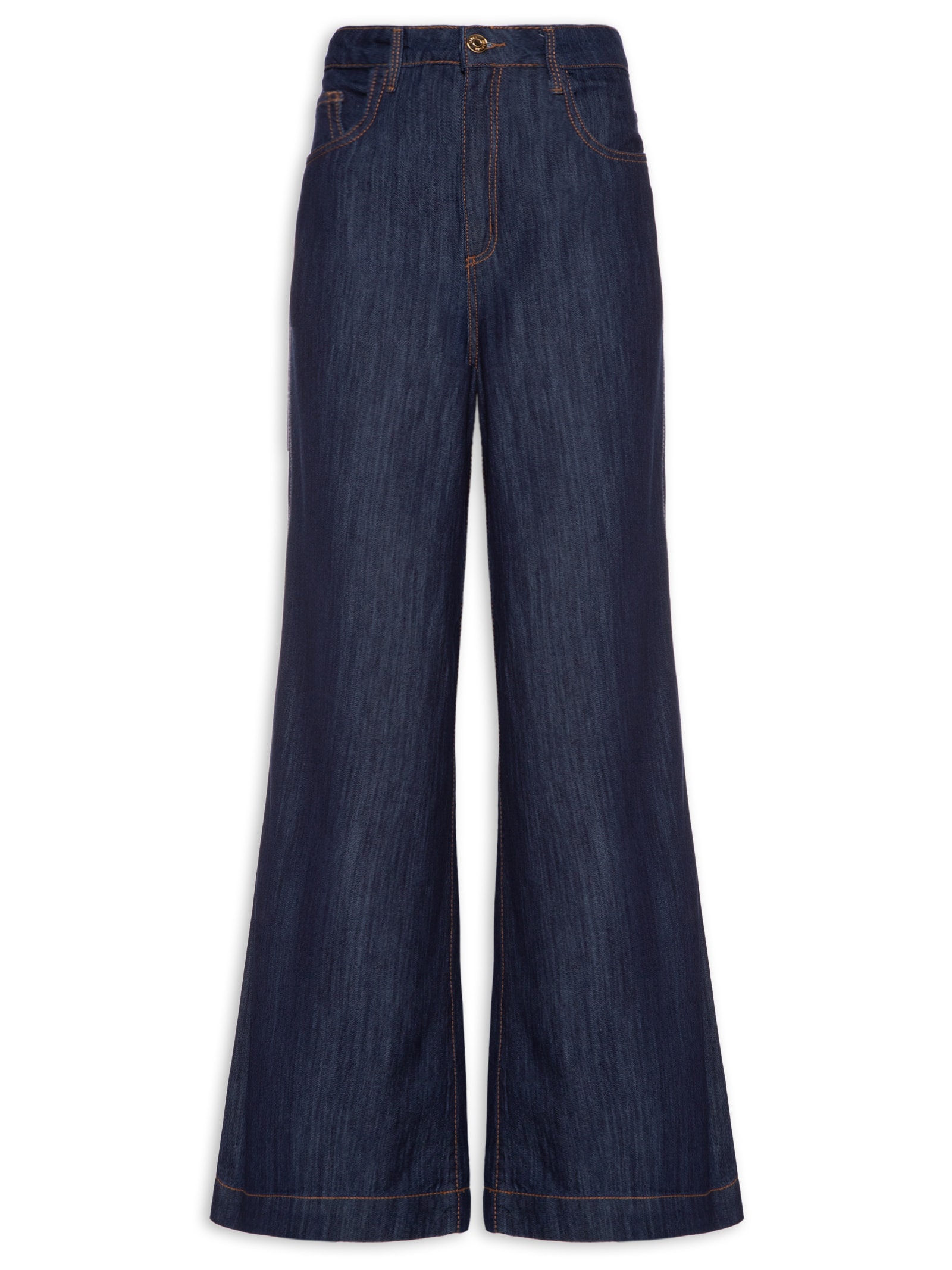 Calça Feminina Jeans Pantalona Super High Azul Lança Perfume