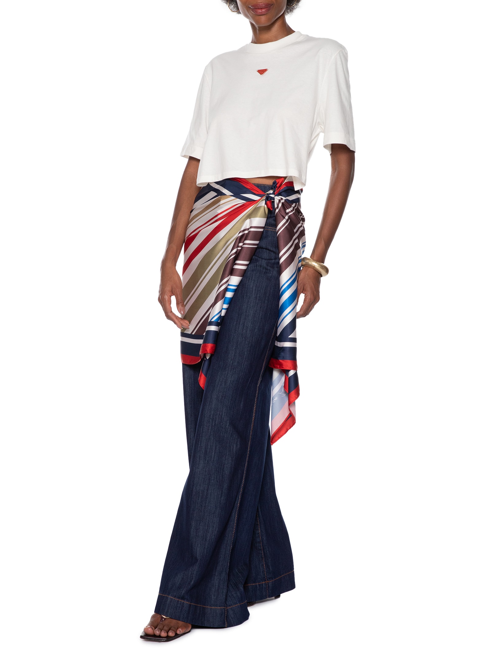 Calça Feminina Jeans Pantalona Super High Azul Lança Perfume