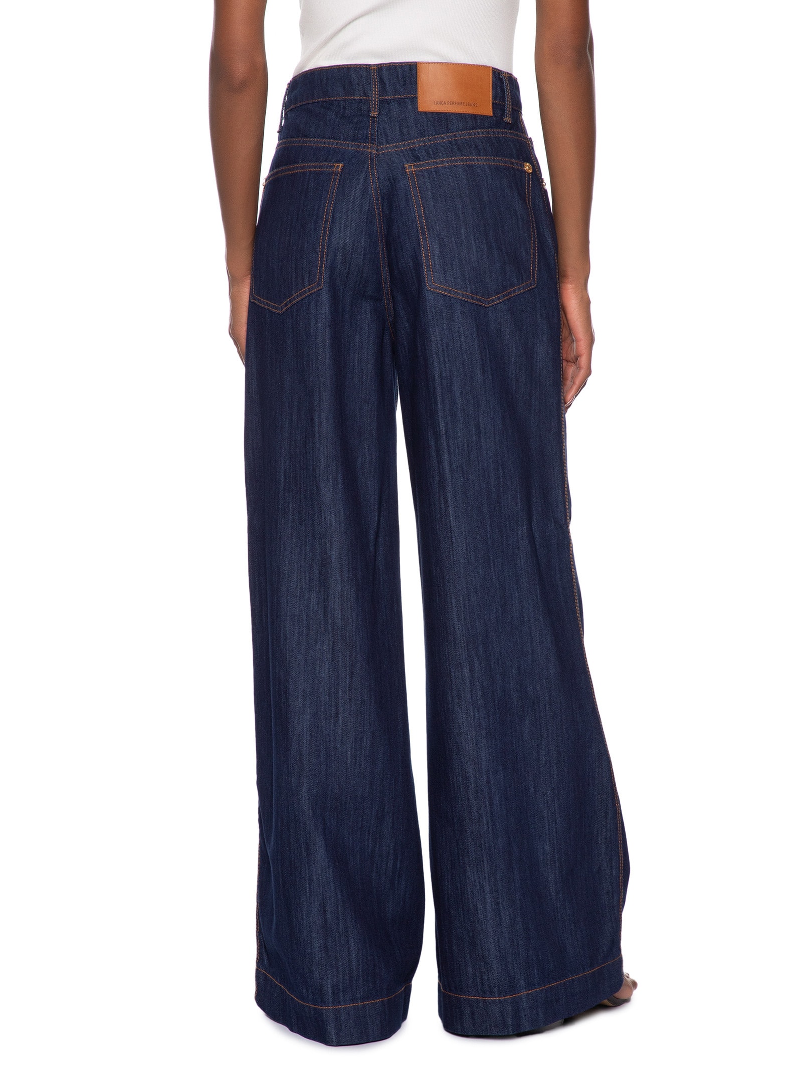 Calça Feminina Jeans Pantalona Super High Azul Lança Perfume