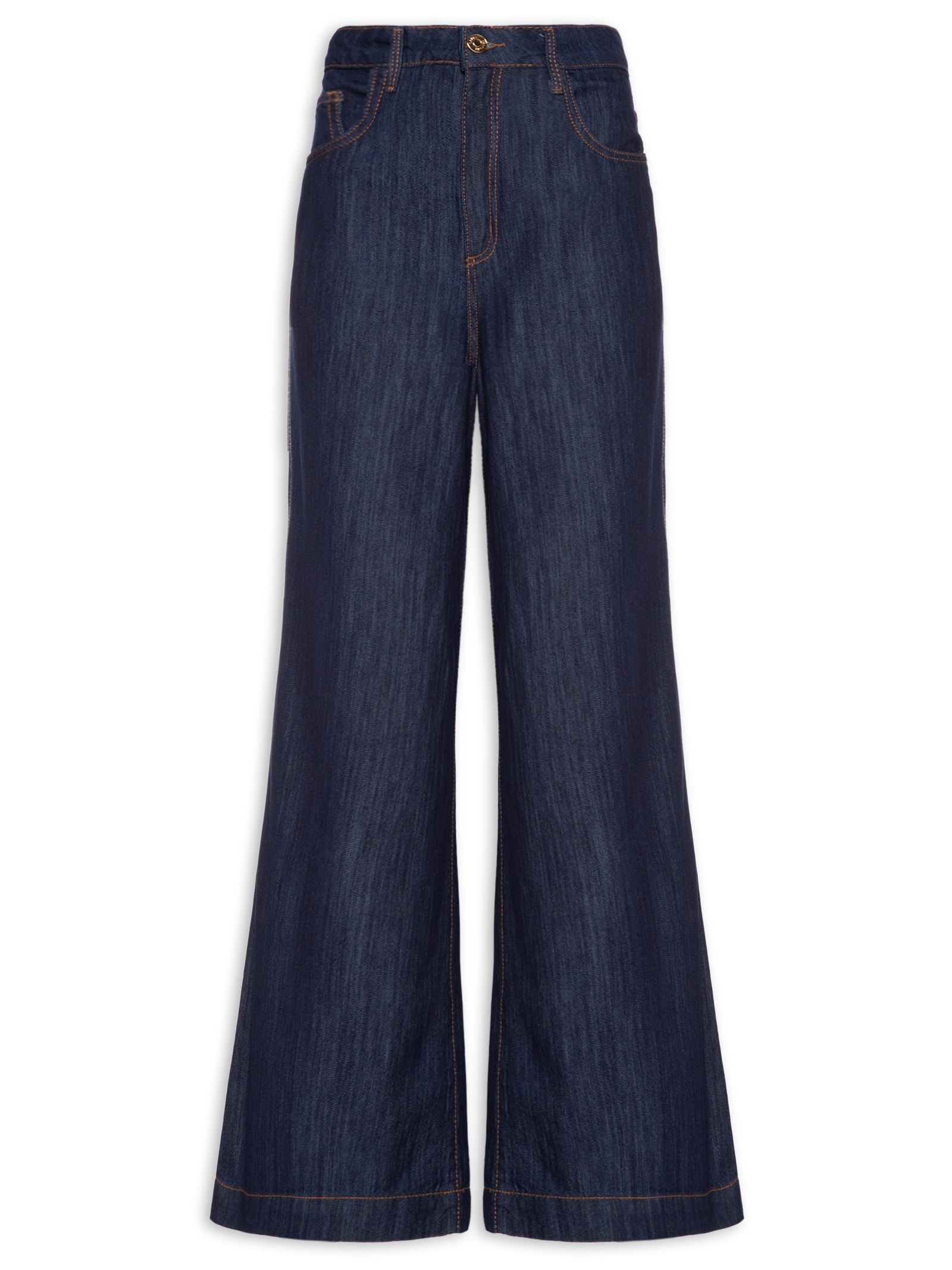 Calça Feminina Jeans Pantalona Super High Azul Lança Perfume