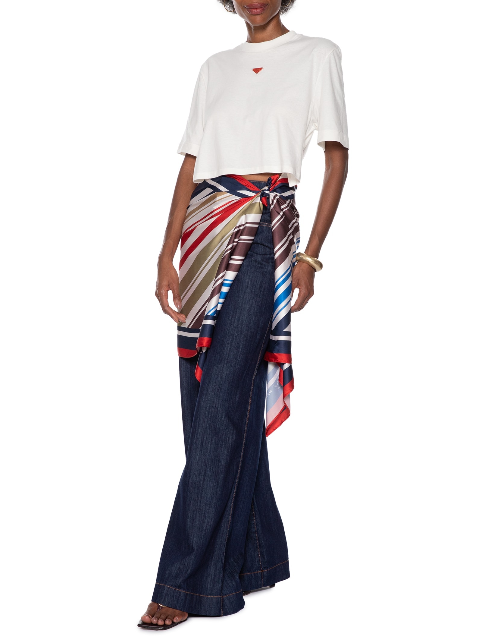 Calça Feminina Jeans Pantalona Super High Azul Lança Perfume