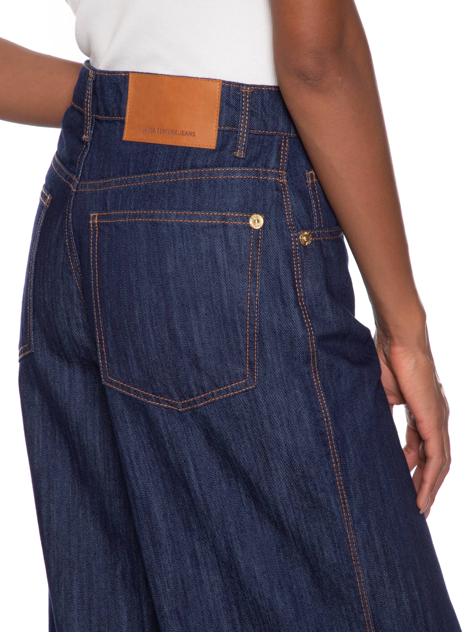 Calça Feminina Jeans Pantalona Super High Azul Lança Perfume