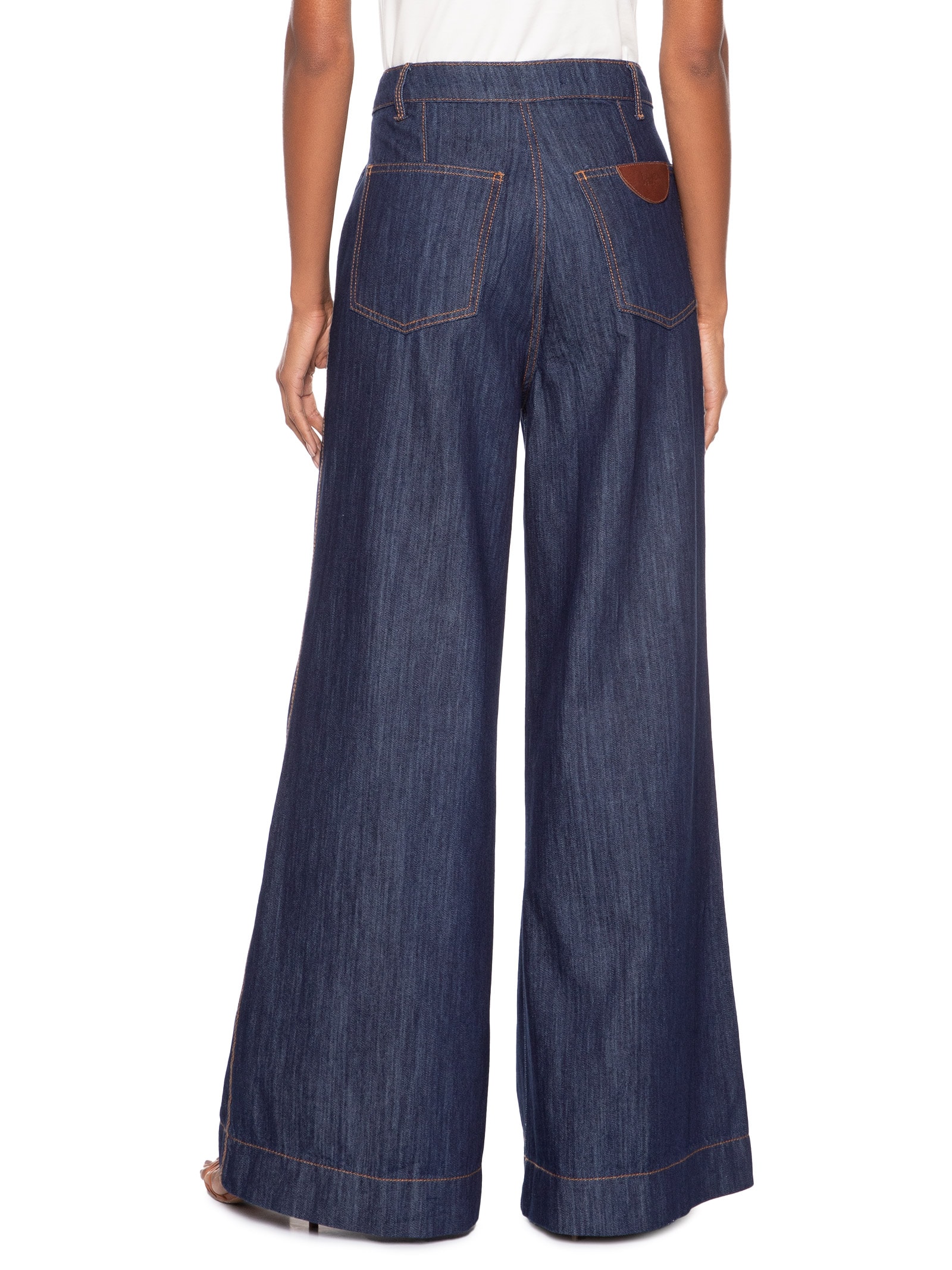 Calça Feminina Jeans Pantalona Super High Azul Lança Perfume