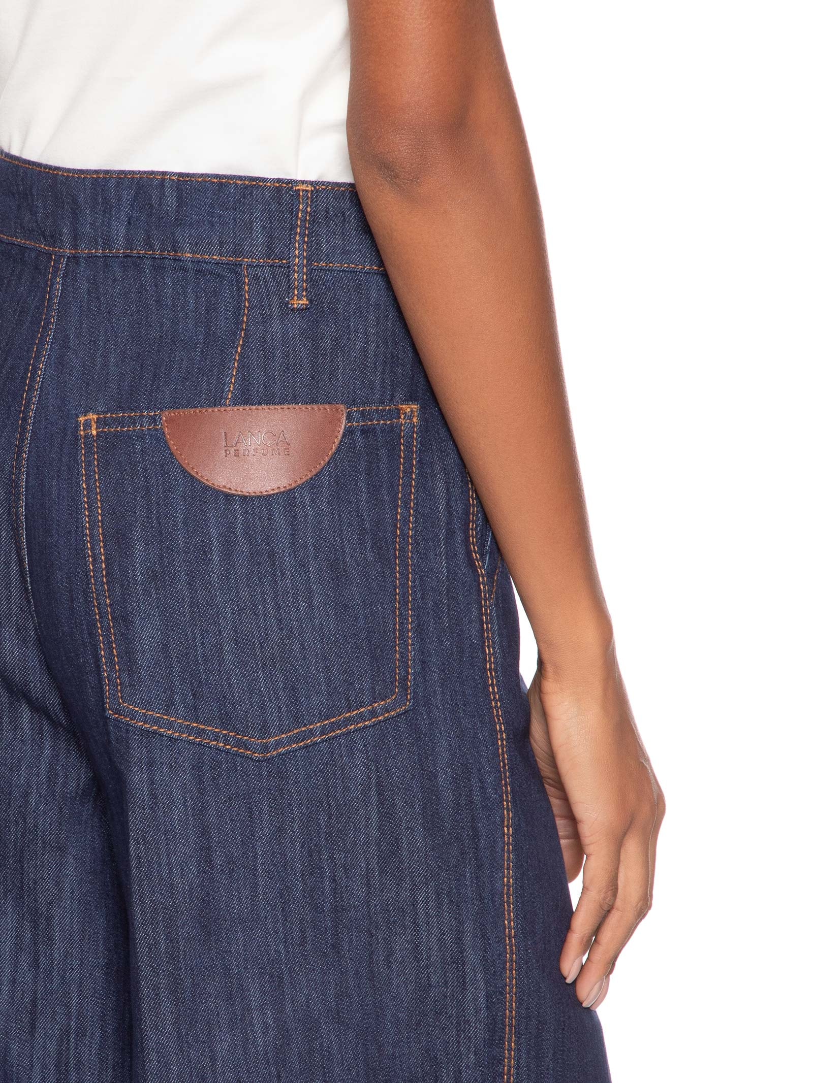 Calça Feminina Jeans Pantalona Super High Azul Lança Perfume