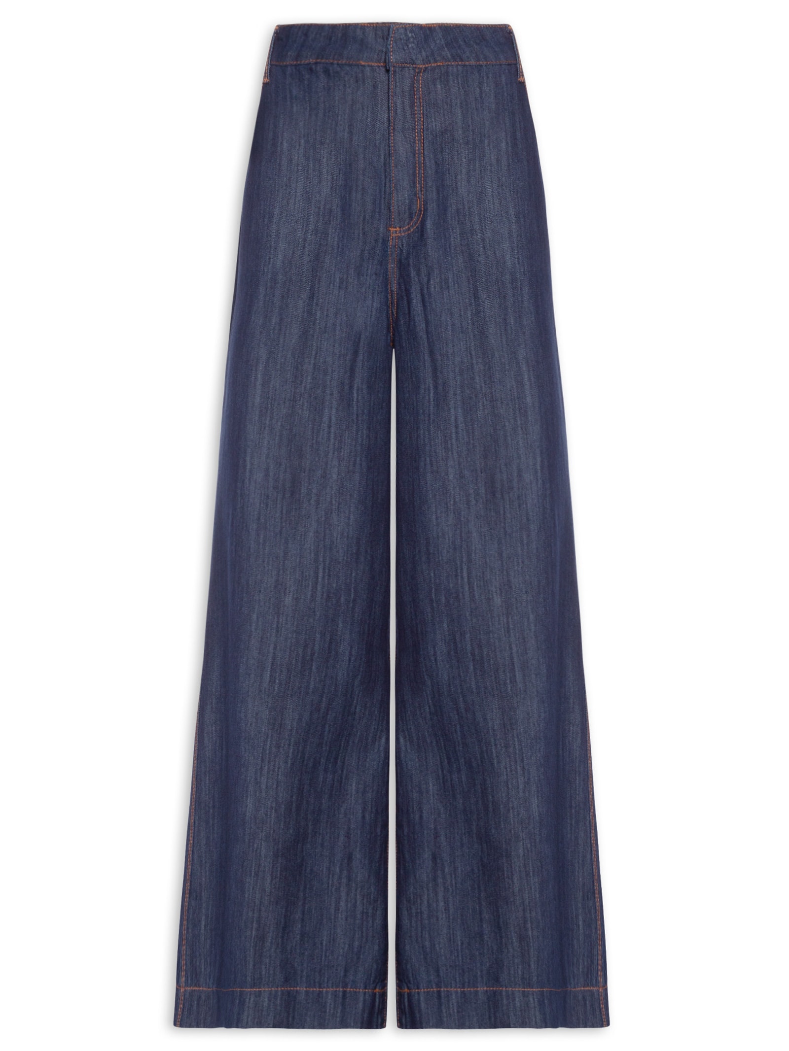 Calça Feminina Jeans Pantalona Super High Azul Lança Perfume