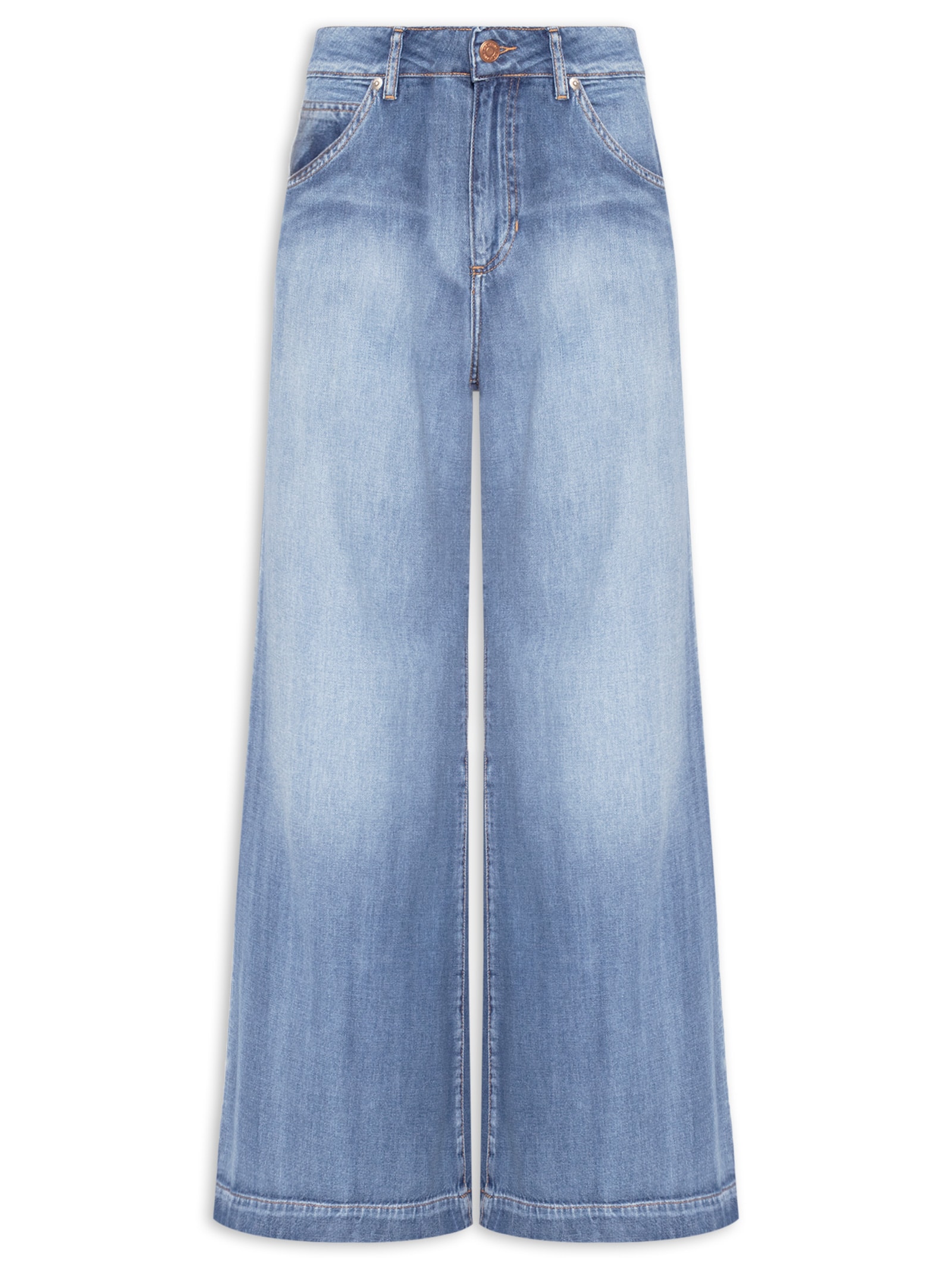 Calça Feminina Jeans Pantalona Vintage Azul Maria Filó