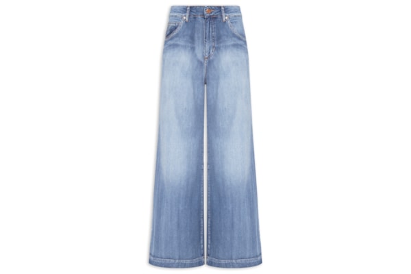 Calça Feminina Jeans Pantalona Vintage - Azul