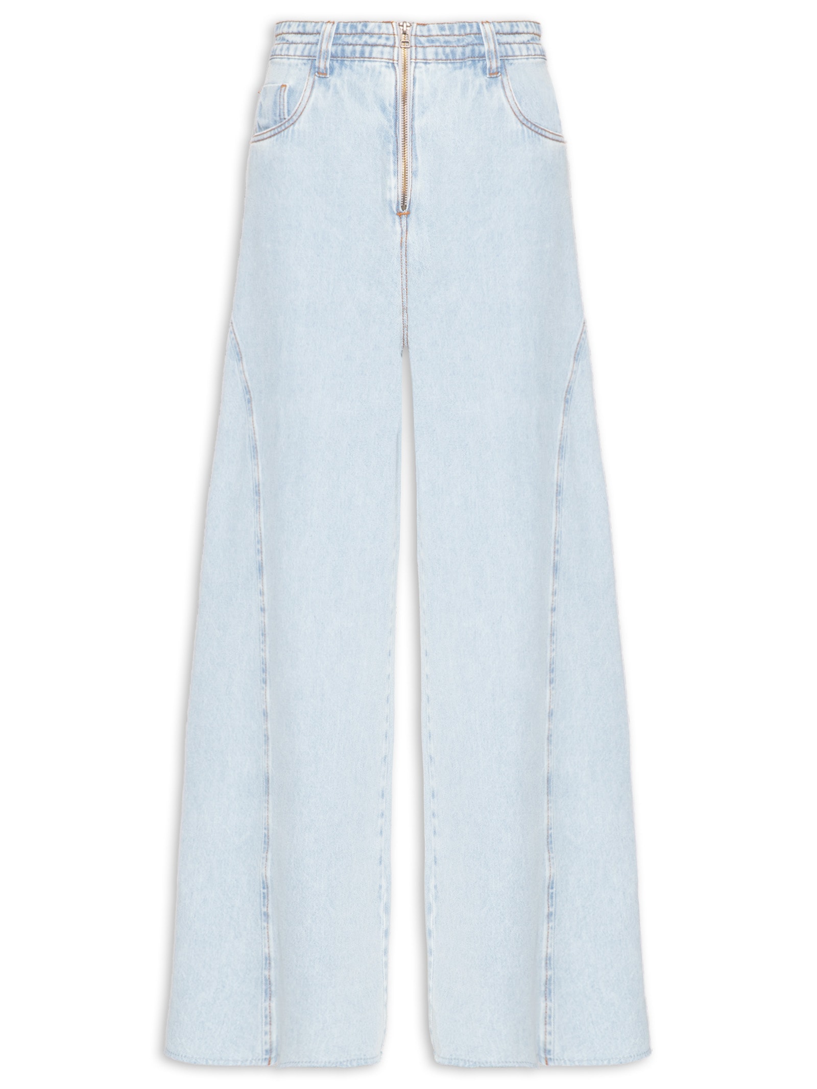 Calça Feminina Jeans Pantalona Zíper Azul Dress To