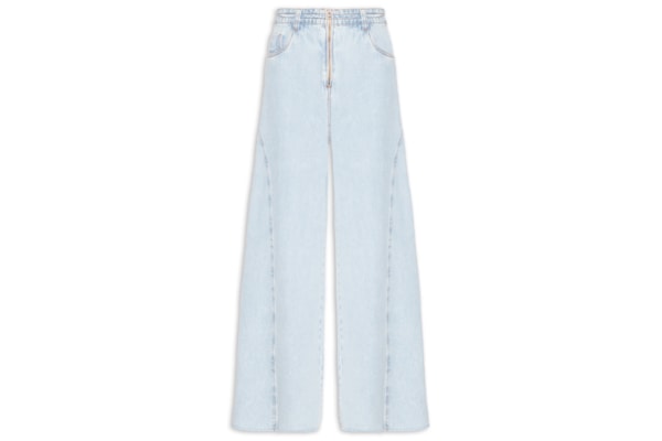 Calça Feminina Jeans Pantalona Zíper - Azul