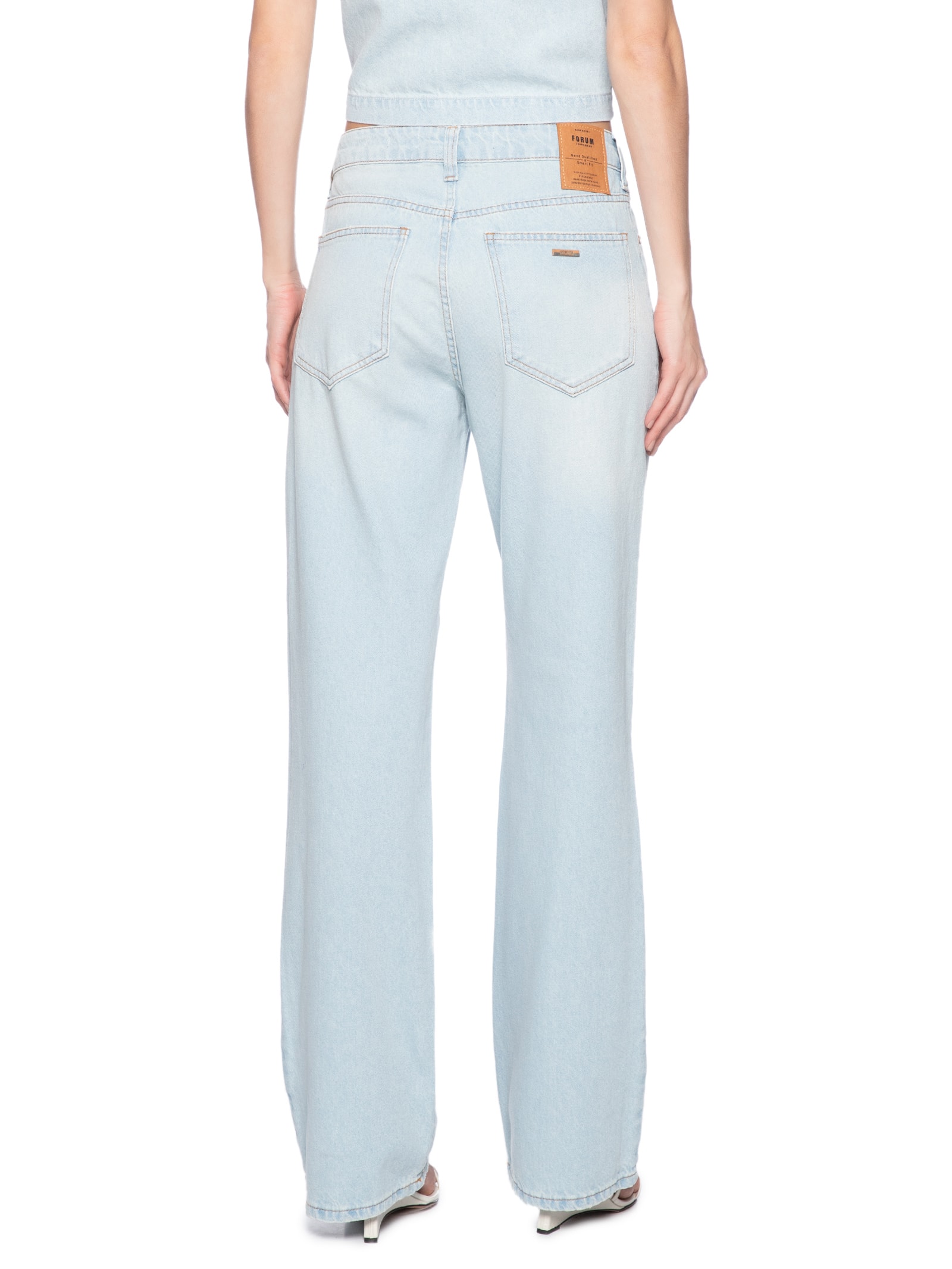 Calça Feminina Jeans Raquel Wide Leg Azul Forum