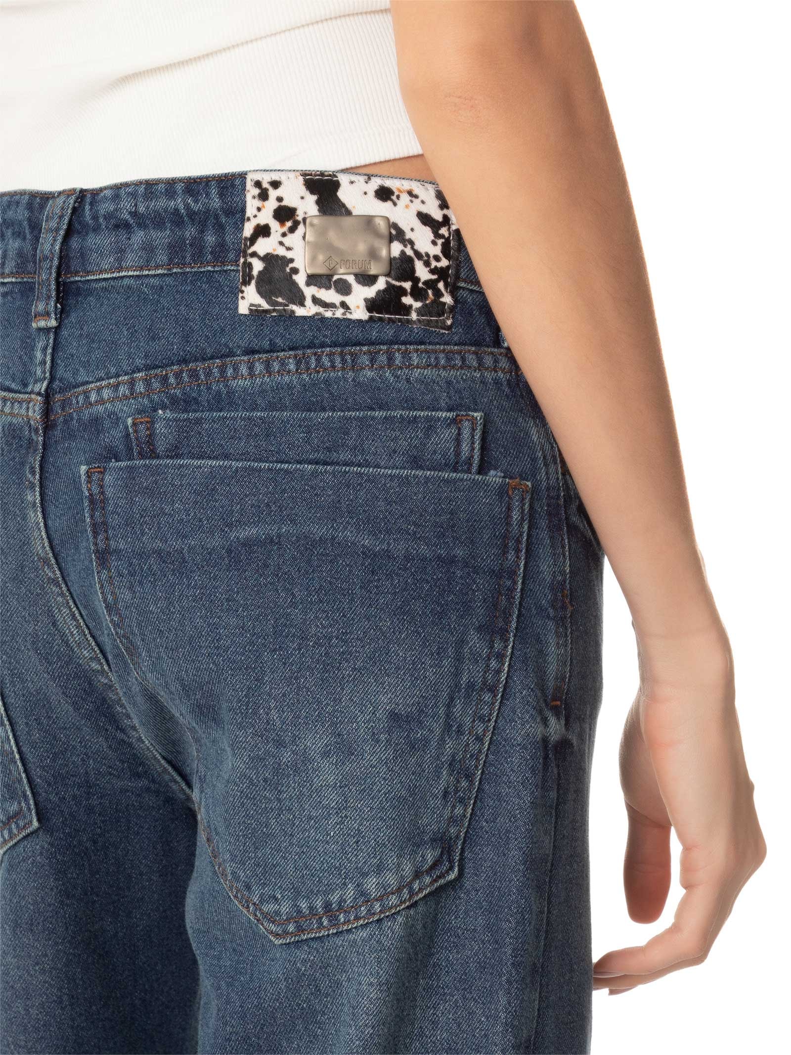 Calça Feminina Jeans Raquel Wide Leg Azul Forum