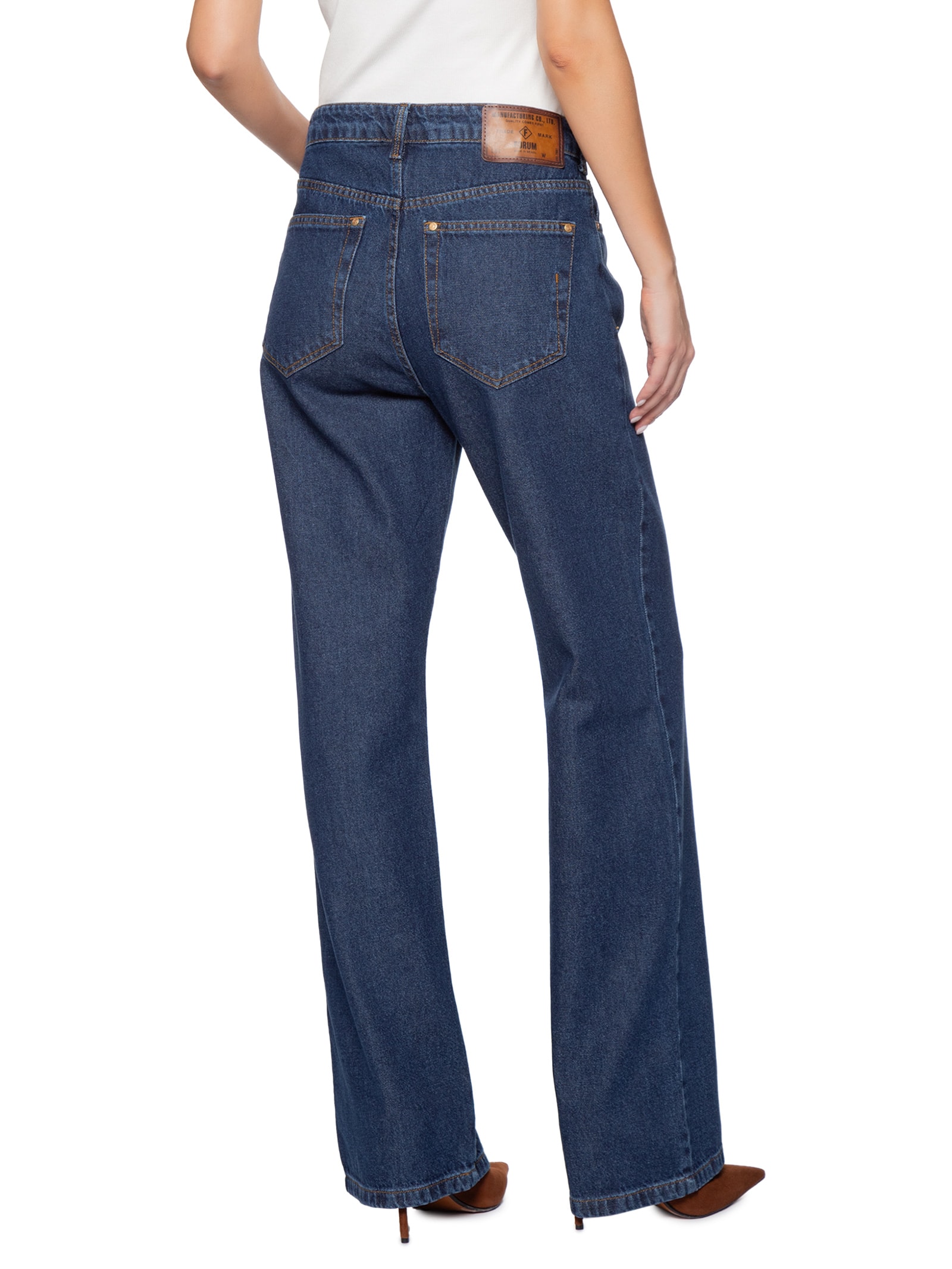 Calça Feminina Jeans Raquel Wide Leg Azul Forum