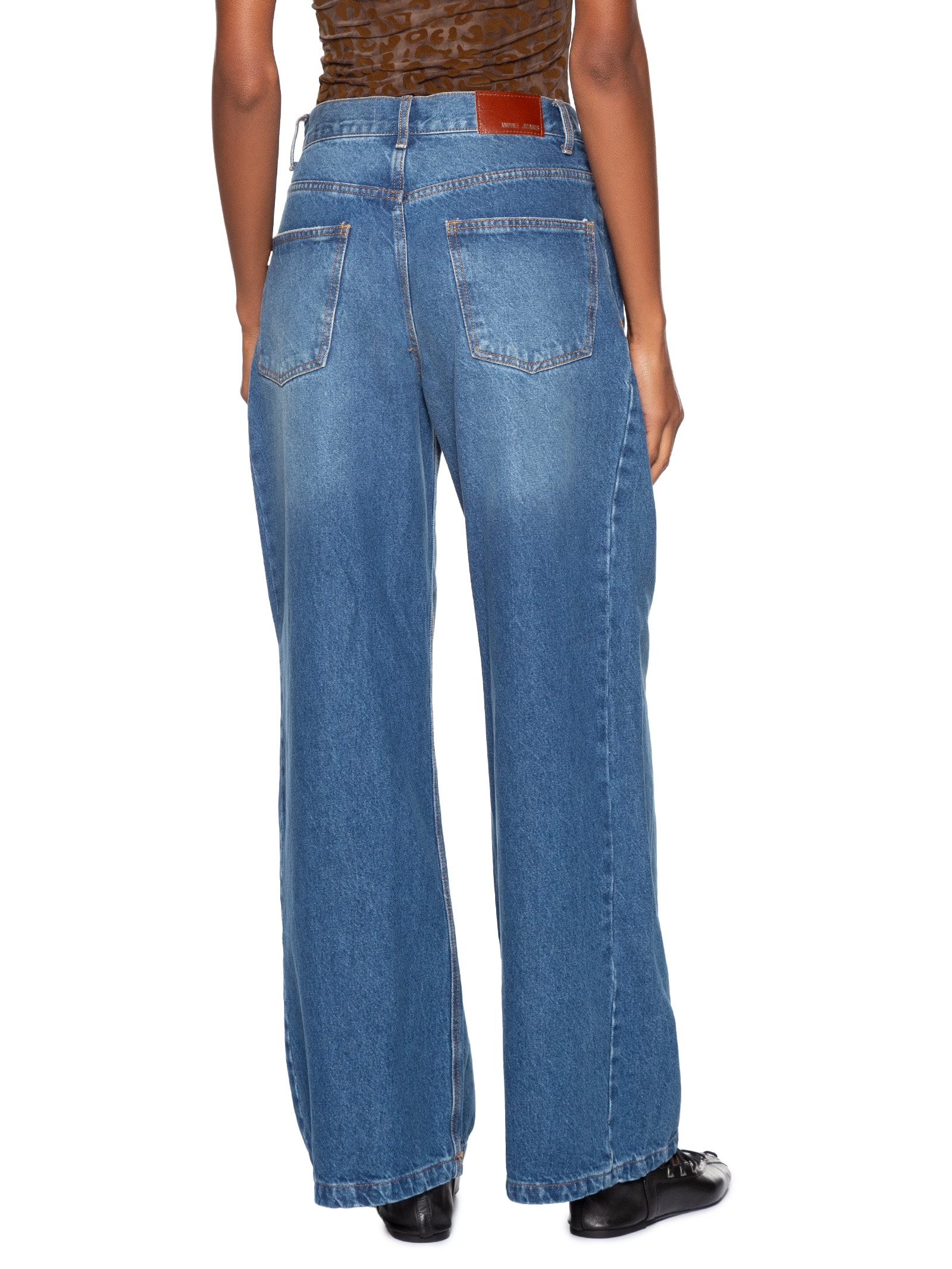 Calça Feminina Jeans Recorte Com Prega Azul Animale Jeans