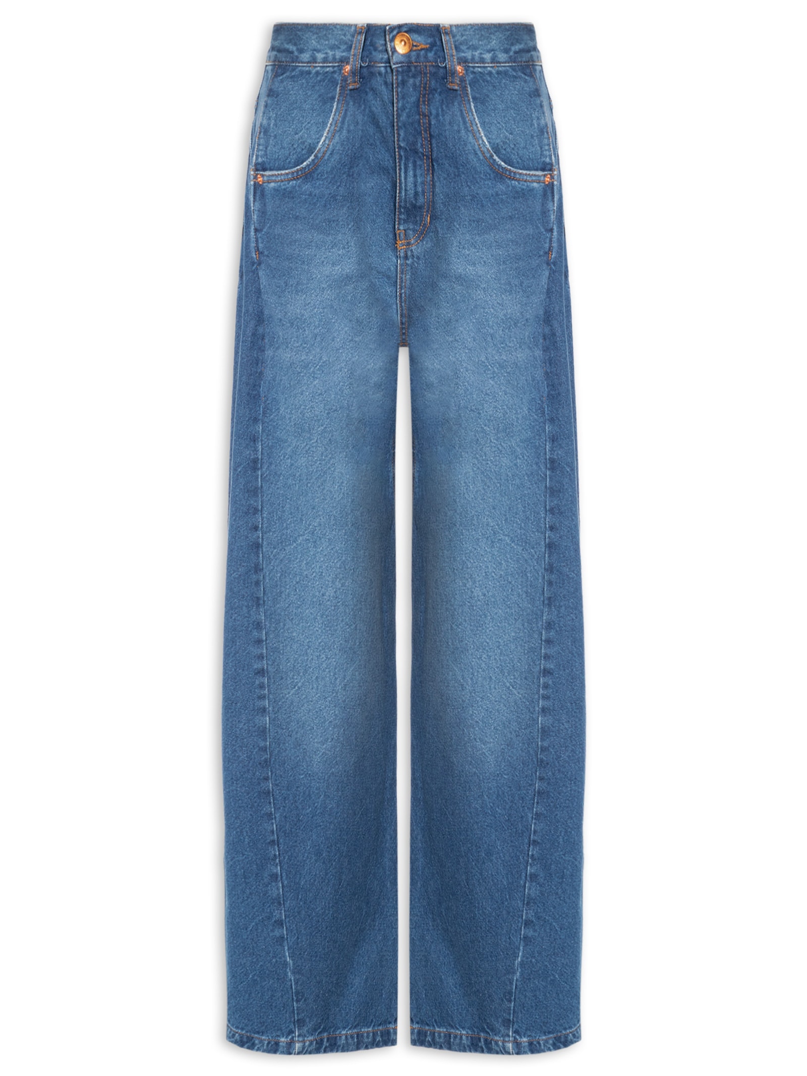 Calça Feminina Jeans Recorte Com Prega Azul Animale Jeans