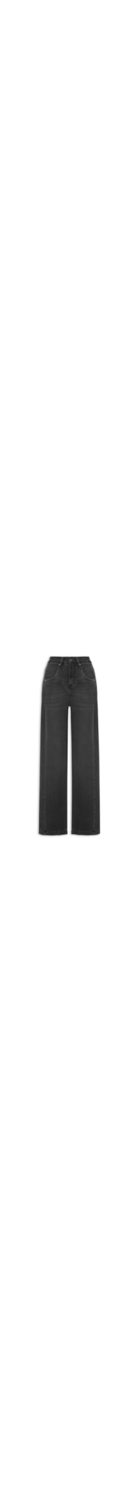 Calça Feminina Jeans Recorte Com Prega - Preto
