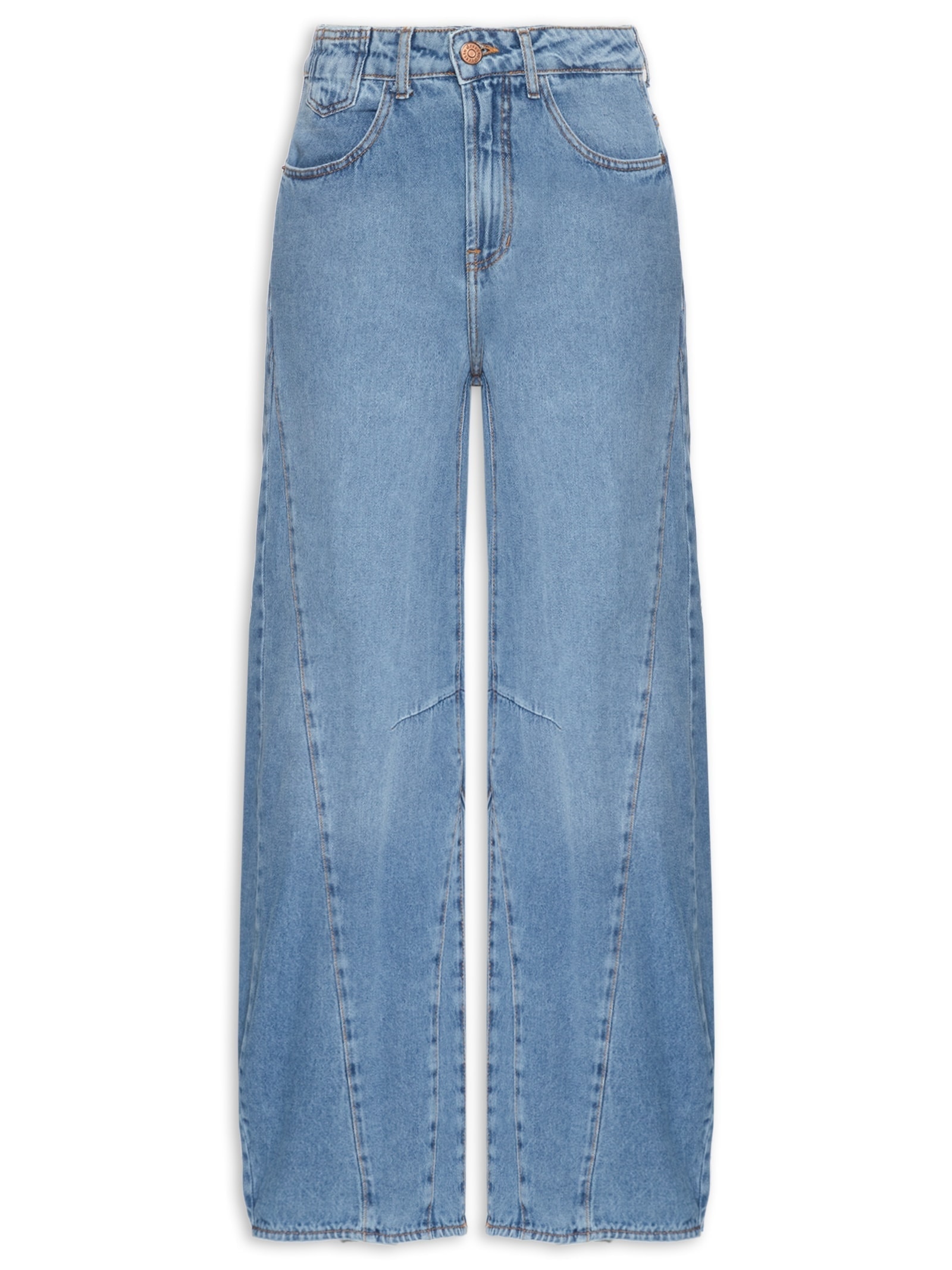 Calça Feminina Jeans Recortes Azul Dress To