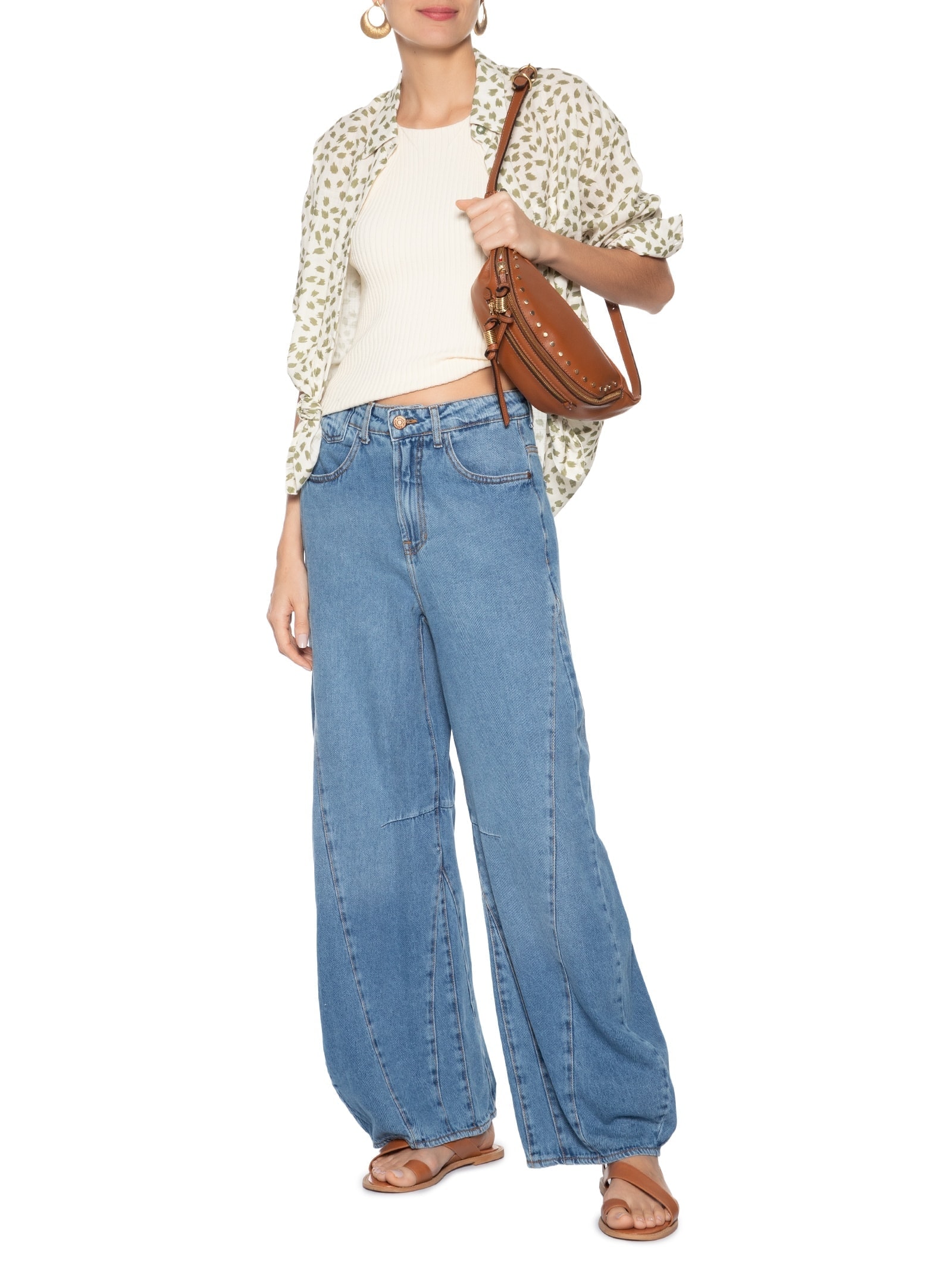 Calça Feminina Jeans Recortes Azul Dress To