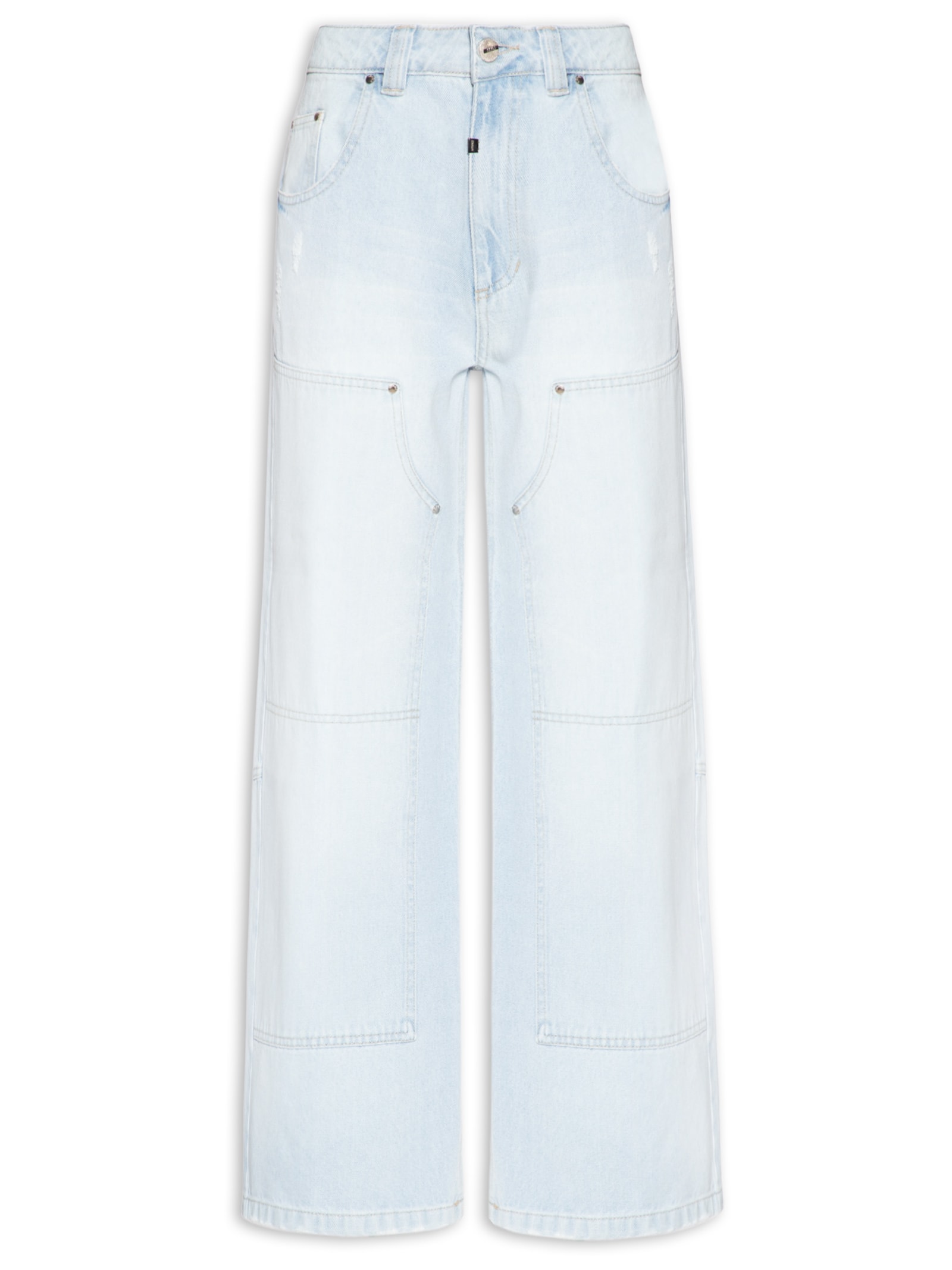 Calça Feminina Jeans Recortes Bolso Frente Azul Animale
