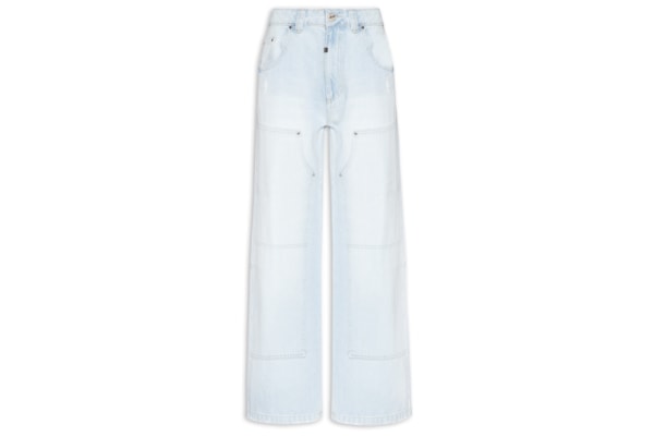 Calça Feminina Jeans Recortes Bolso Frente - Azul
