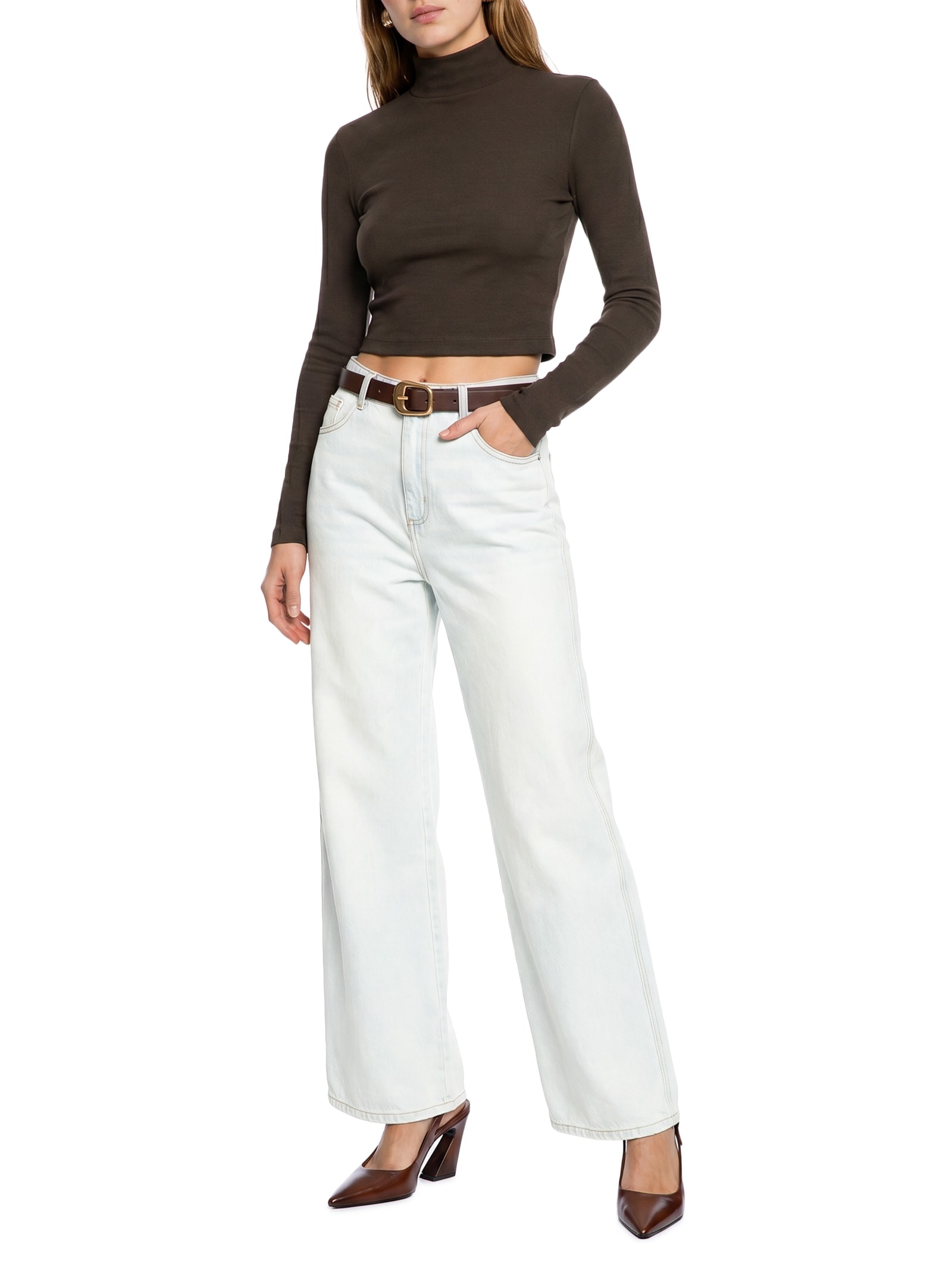 Calça Feminina Jeans Relaxed Cintura Média Azul Lança Perfume