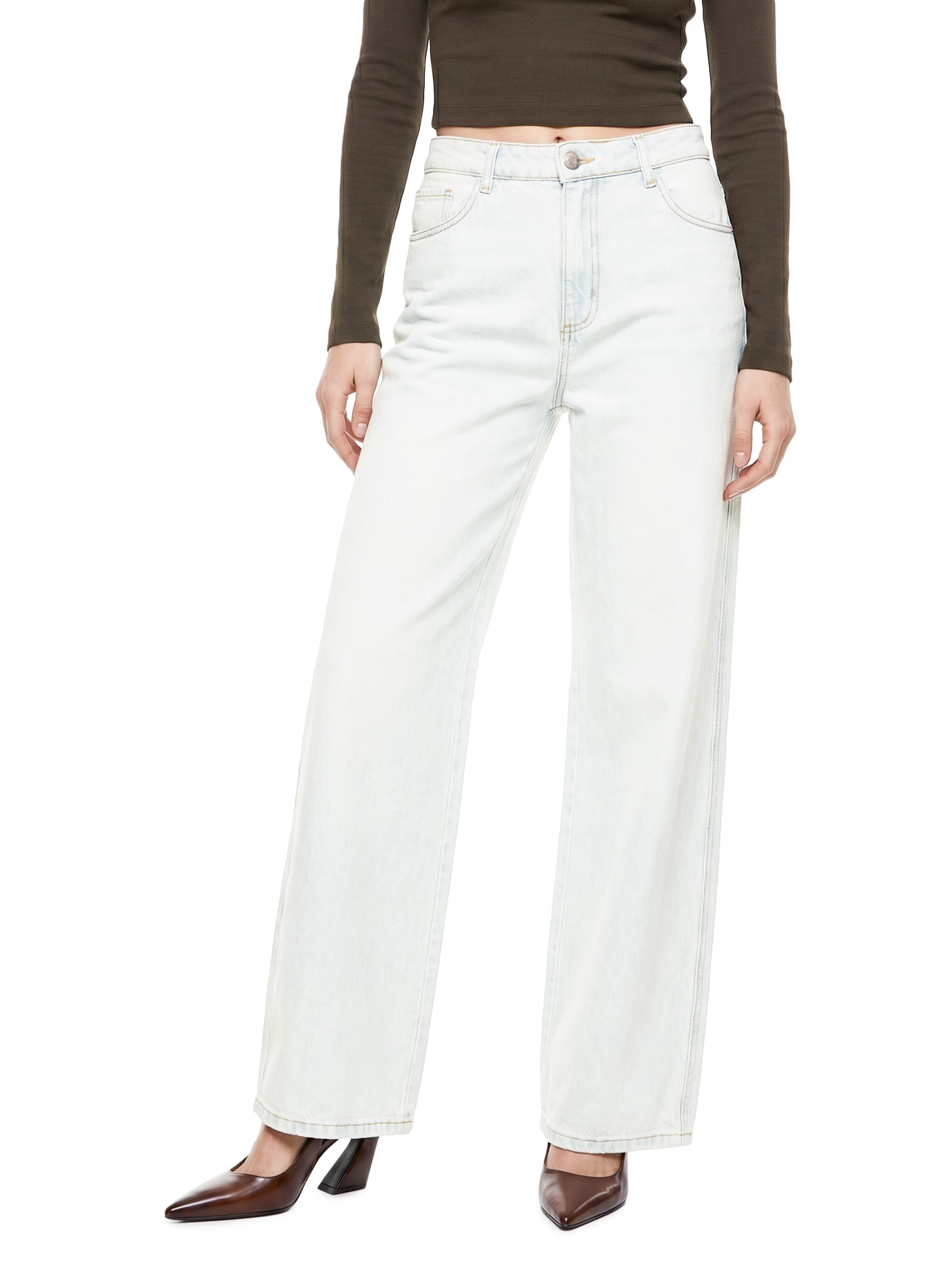 Calça Feminina Jeans Relaxed Cintura Média Azul Lança Perfume