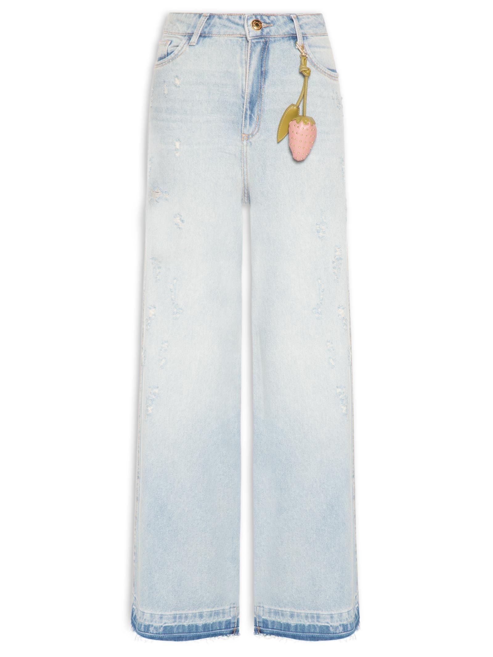 Calça Feminina Jeans Relaxed Cintura Média Azul Lança Perfume