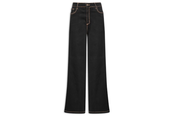 Calça Feminina Jeans Relaxed Cintura Média - Preto