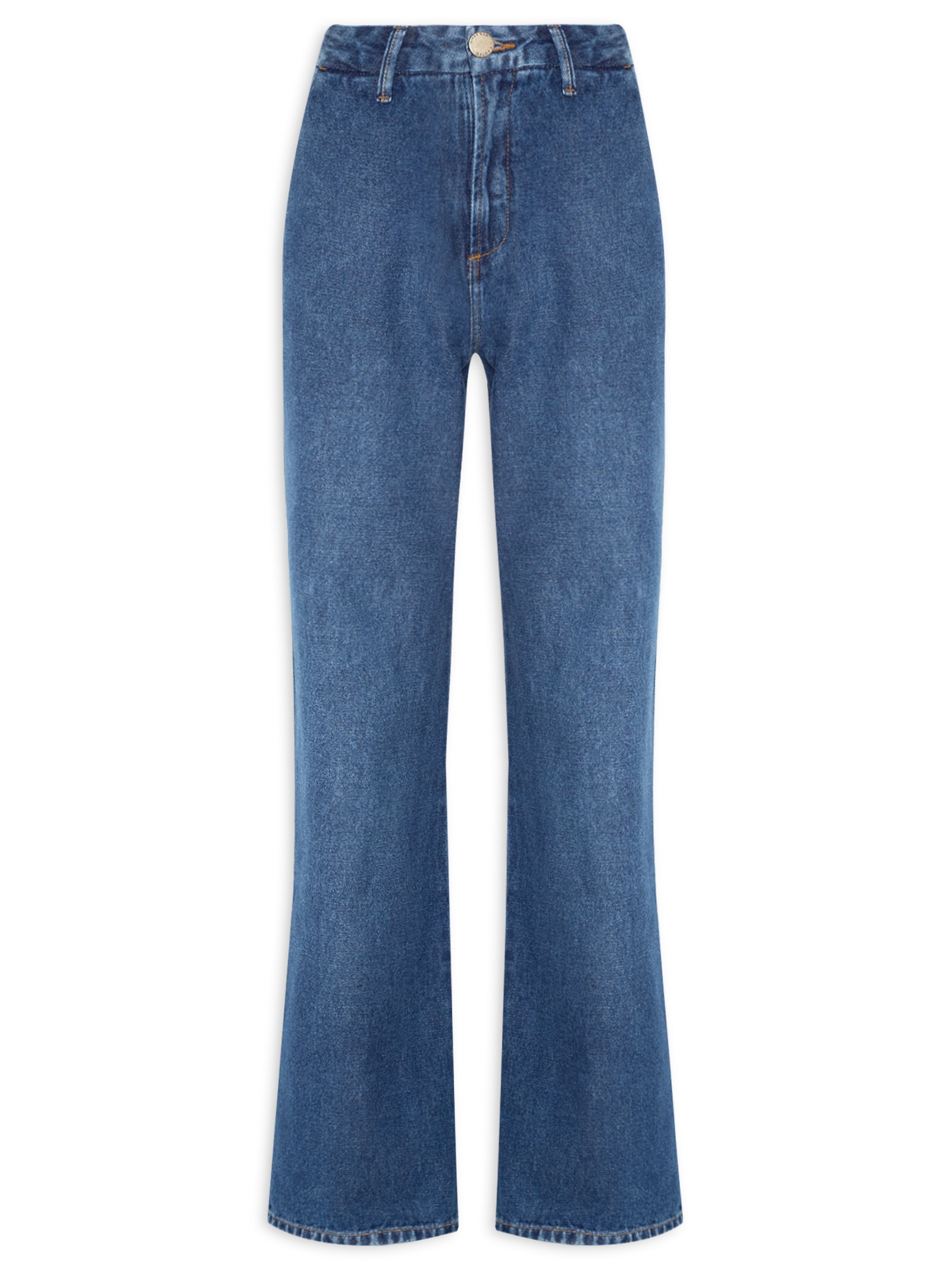 Cantão Calça Feminina Jeans Reta Alfaiataria Azul