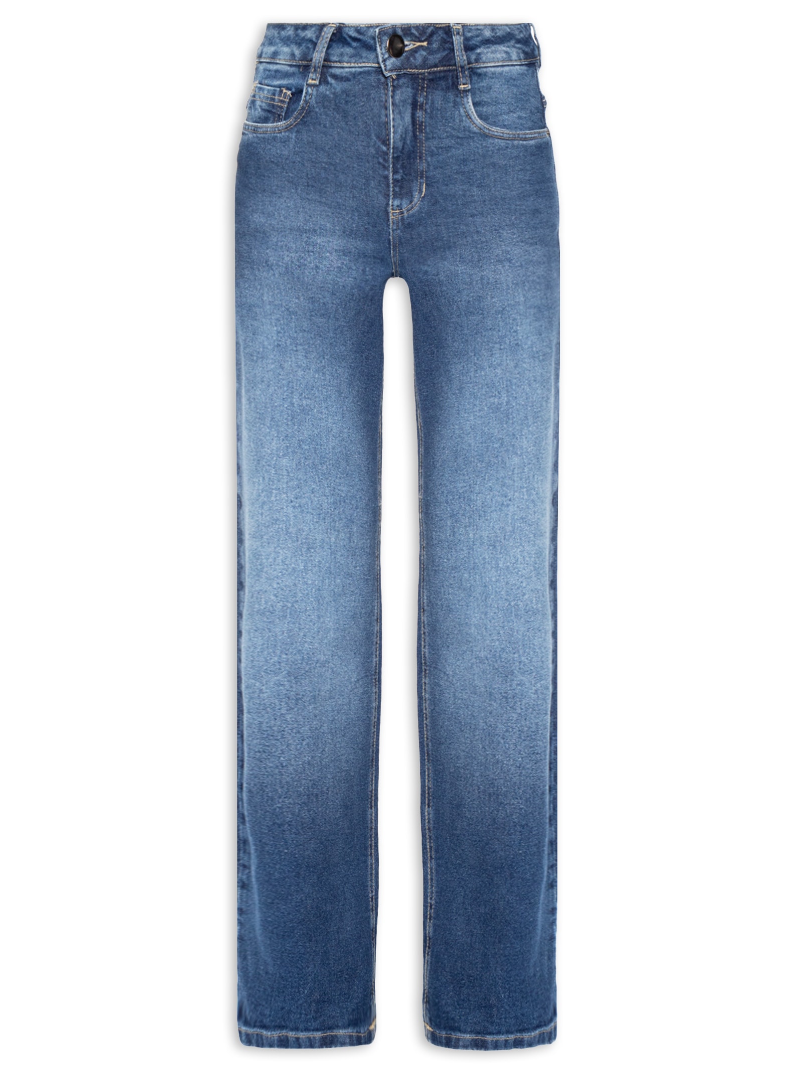Calça Feminina Jeans Reta Azul Market 33