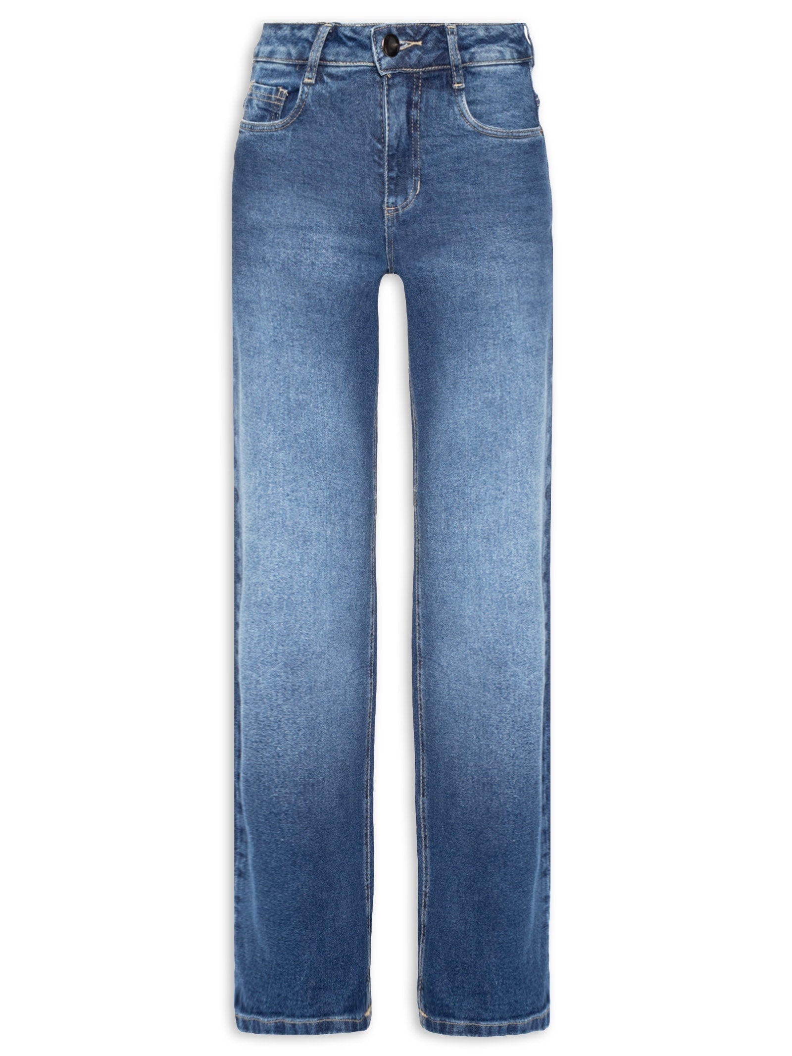 Calça Feminina Jeans Reta Azul Market 33