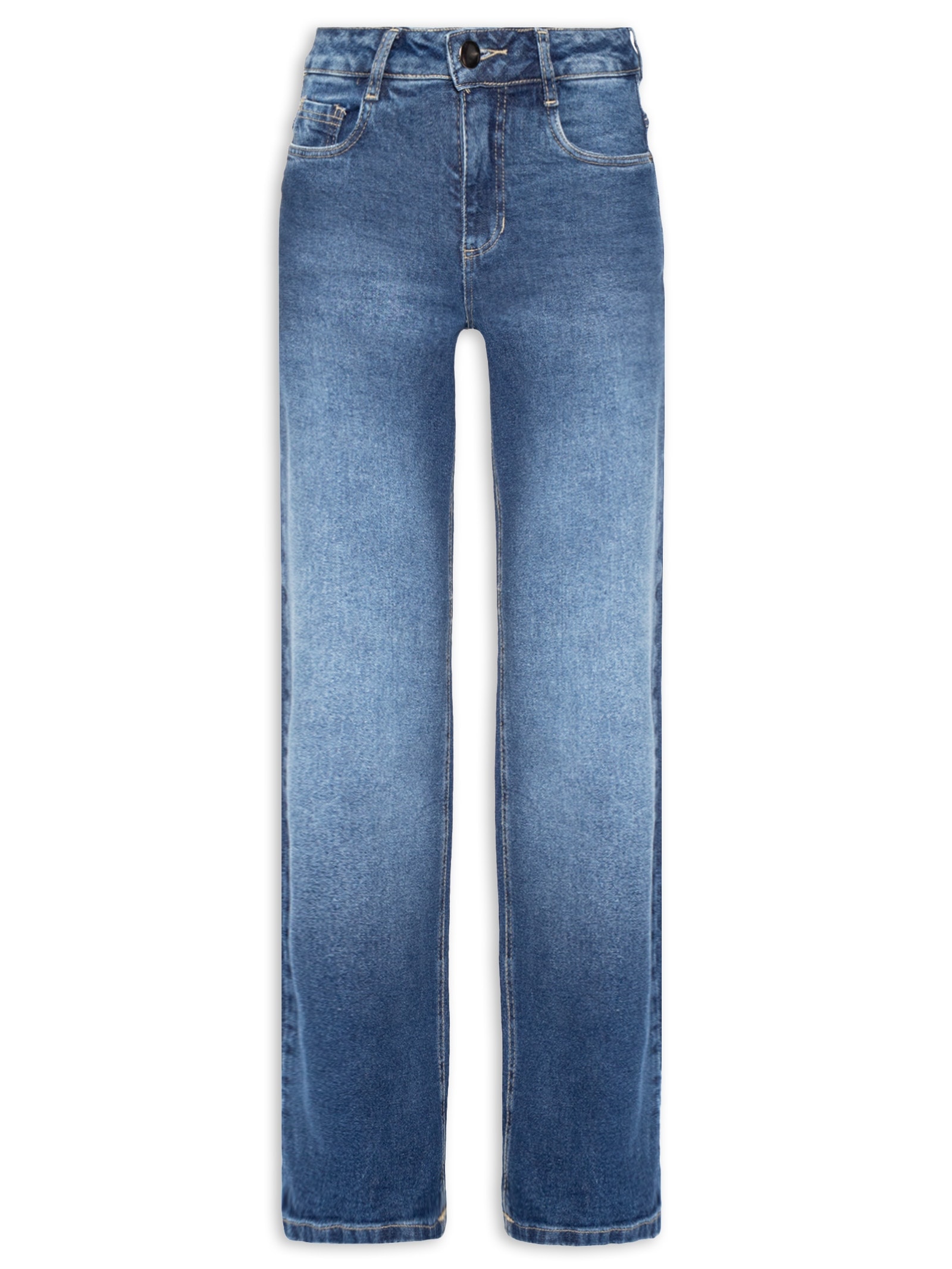 Calça Feminina Jeans Reta Azul Market 33