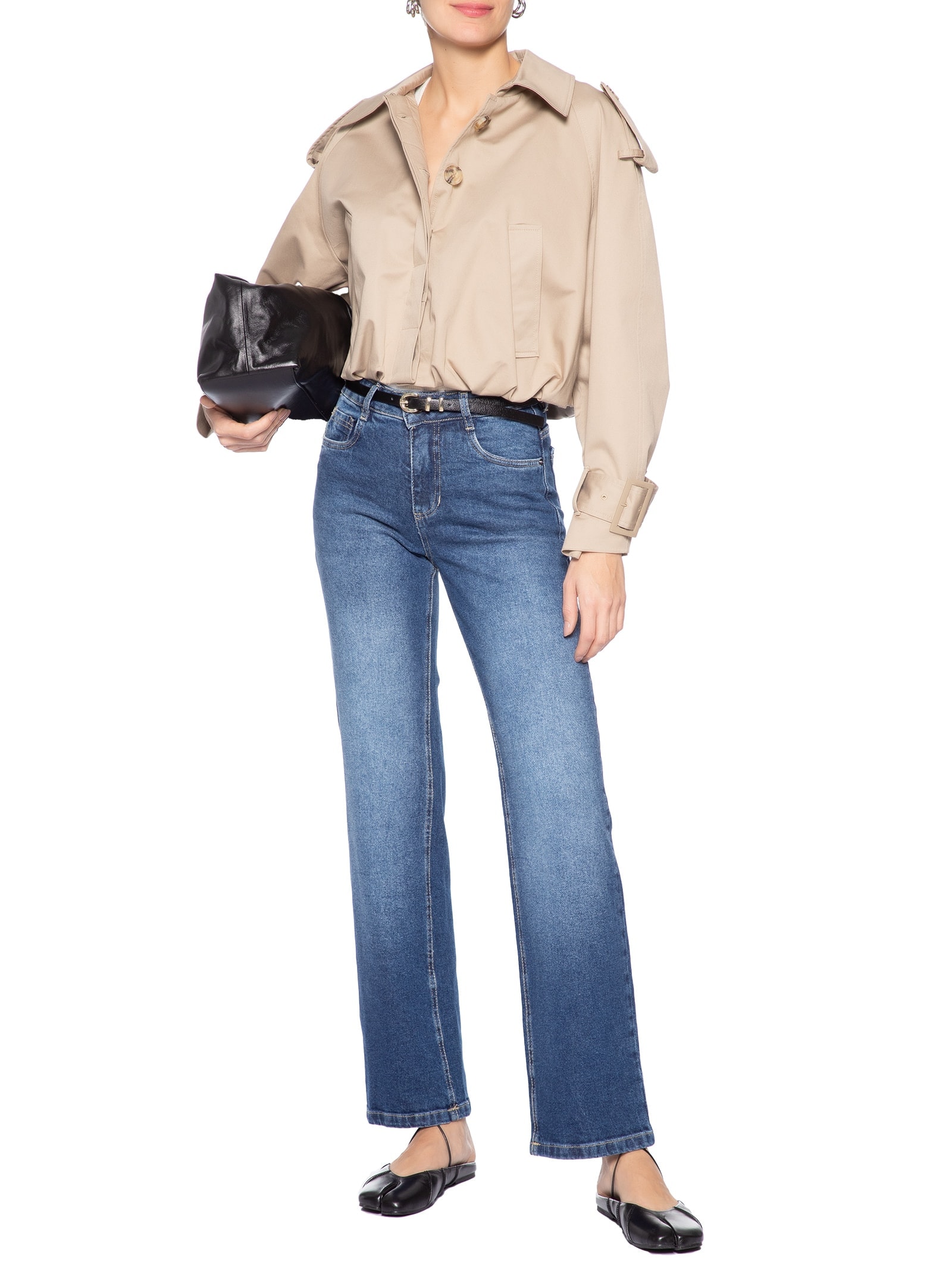 Calça Feminina Jeans Reta Azul Market 33
