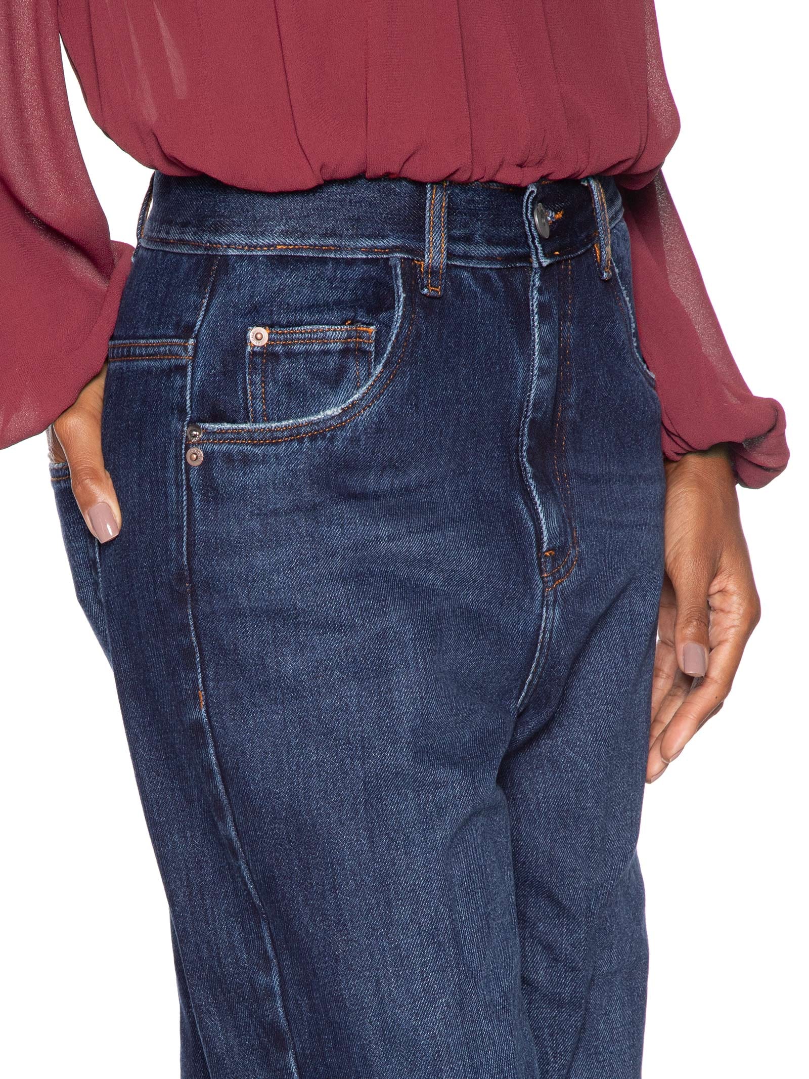 Calça Feminina Jeans Reta Básica Azul Animale