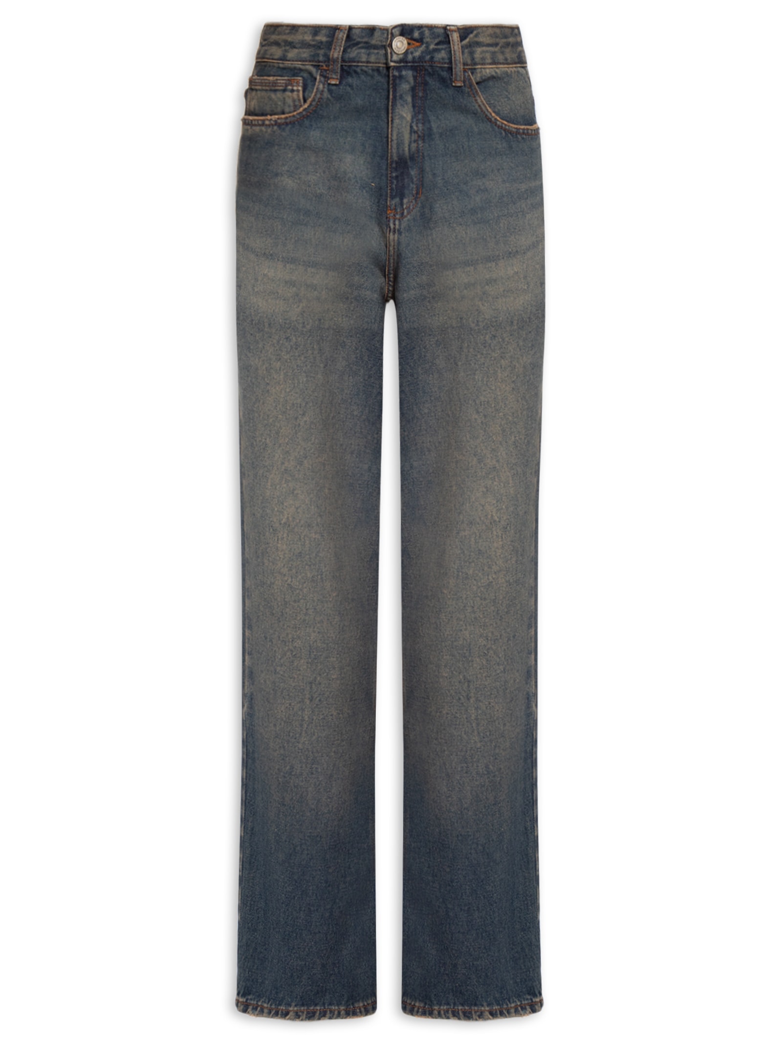 Calça Feminina Jeans Reta Brown Denim Verde Cantão