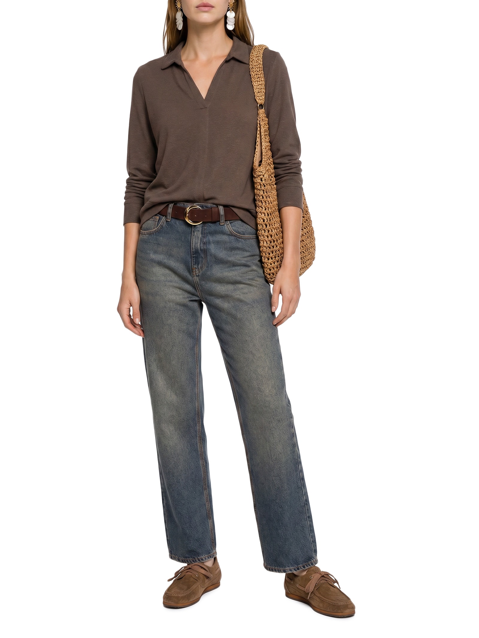 Calça Feminina Jeans Reta Brown Denim Verde Cantão