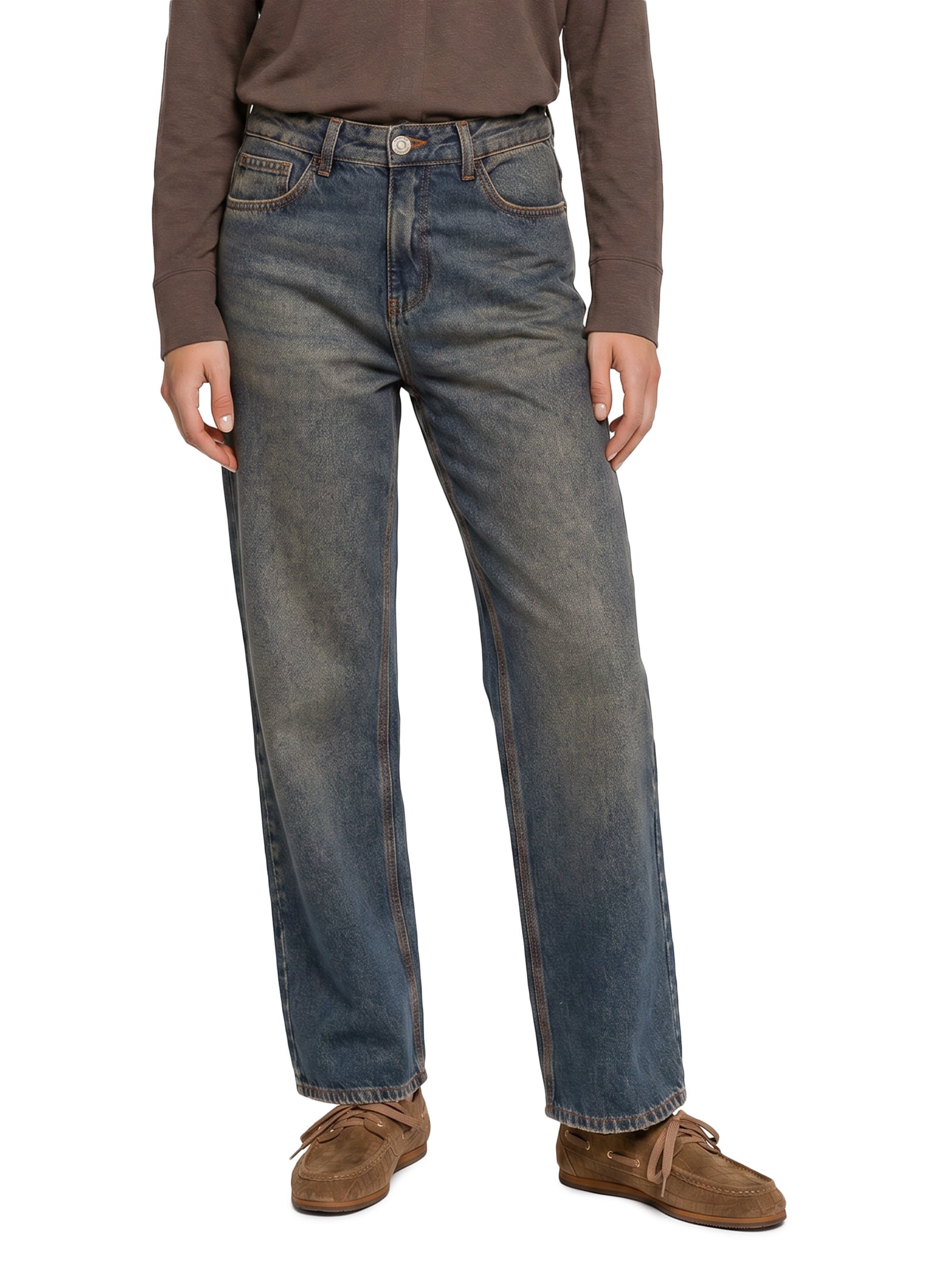 Calça Feminina Jeans Reta Brown Denim Verde Cantão