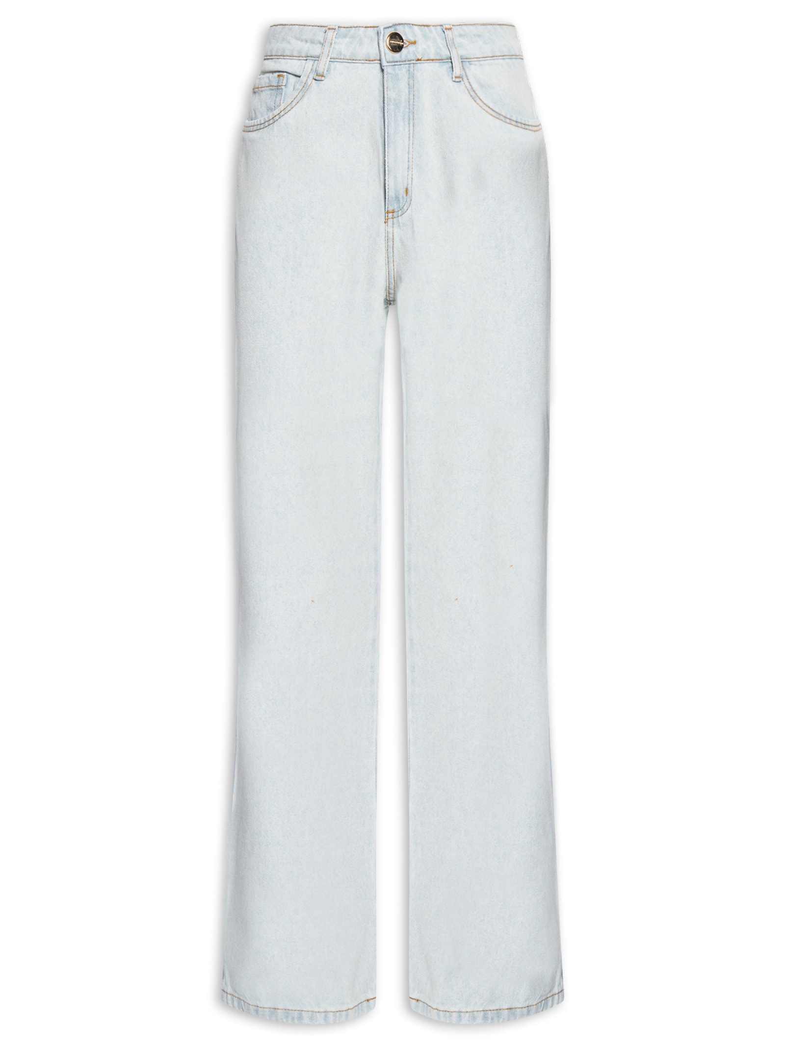 Calça Feminina Jeans Reta Cintura Alta Azul Lança Perfume