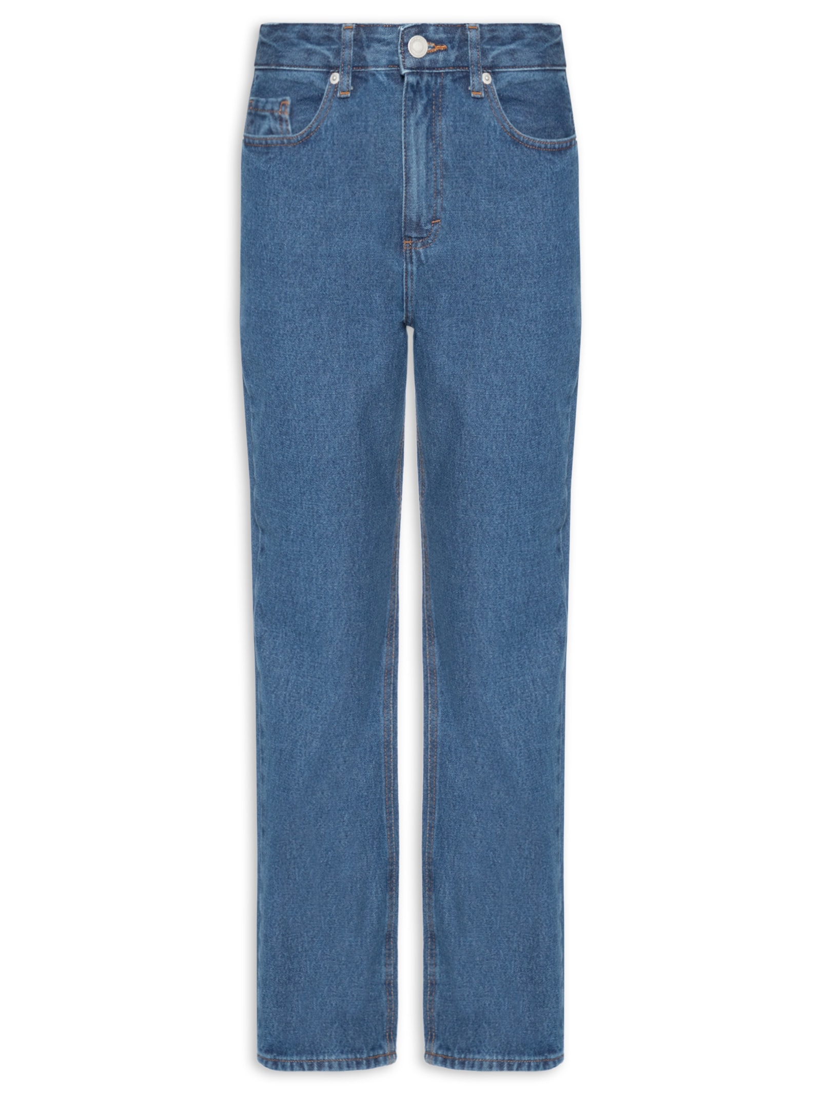 Calça Feminina Jeans Reta Cintura Média Azul Hering
